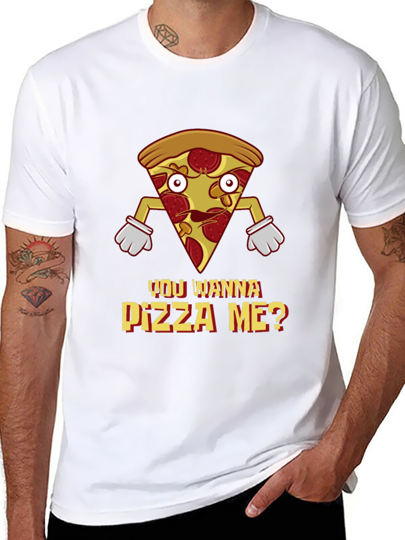 Black You Wanna Pizza Me? Graphic T-Shirt - Foodie Tee view 8