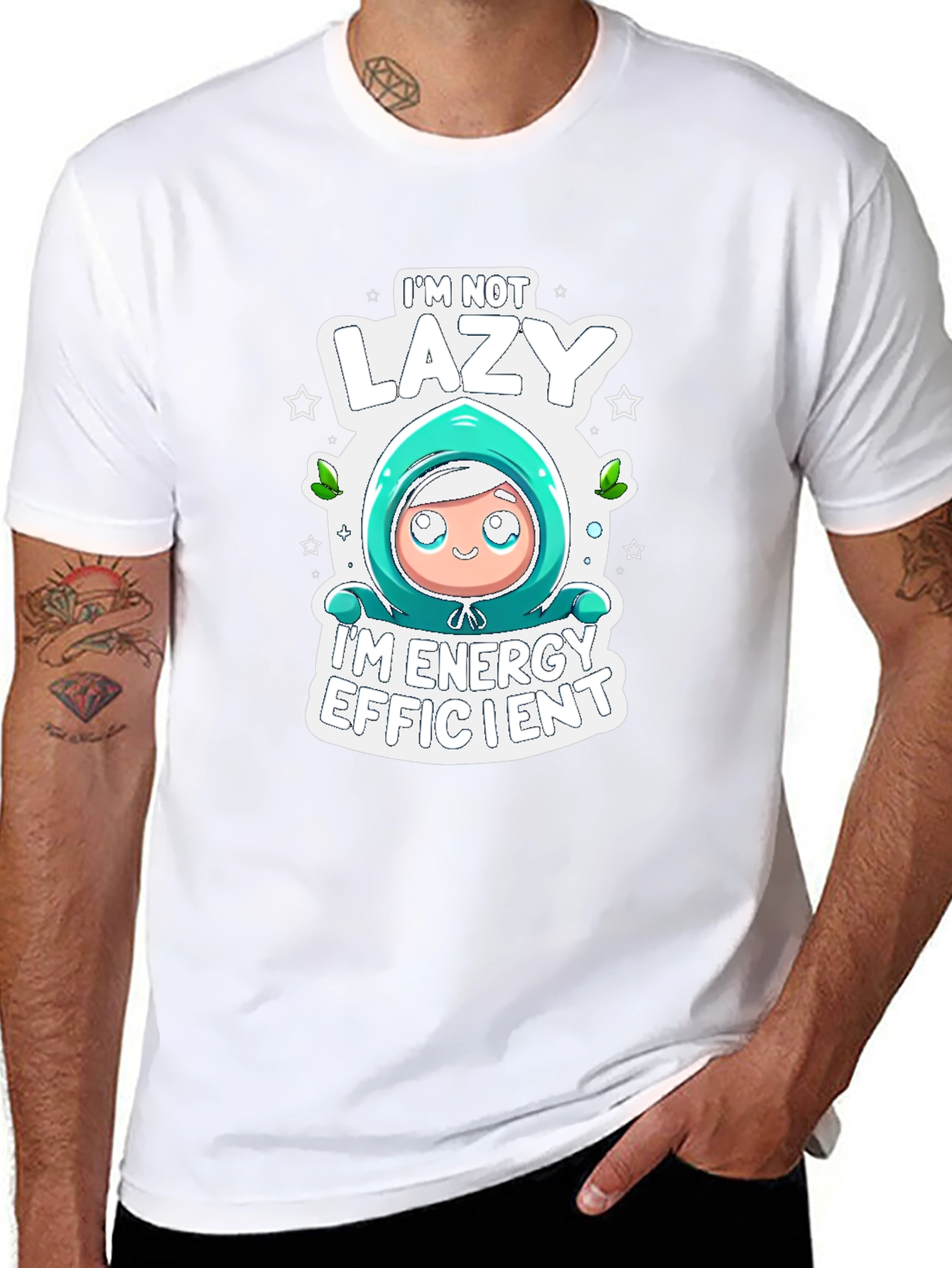 Black Lazy Energy Efficient Graphic T-Shirt view 8