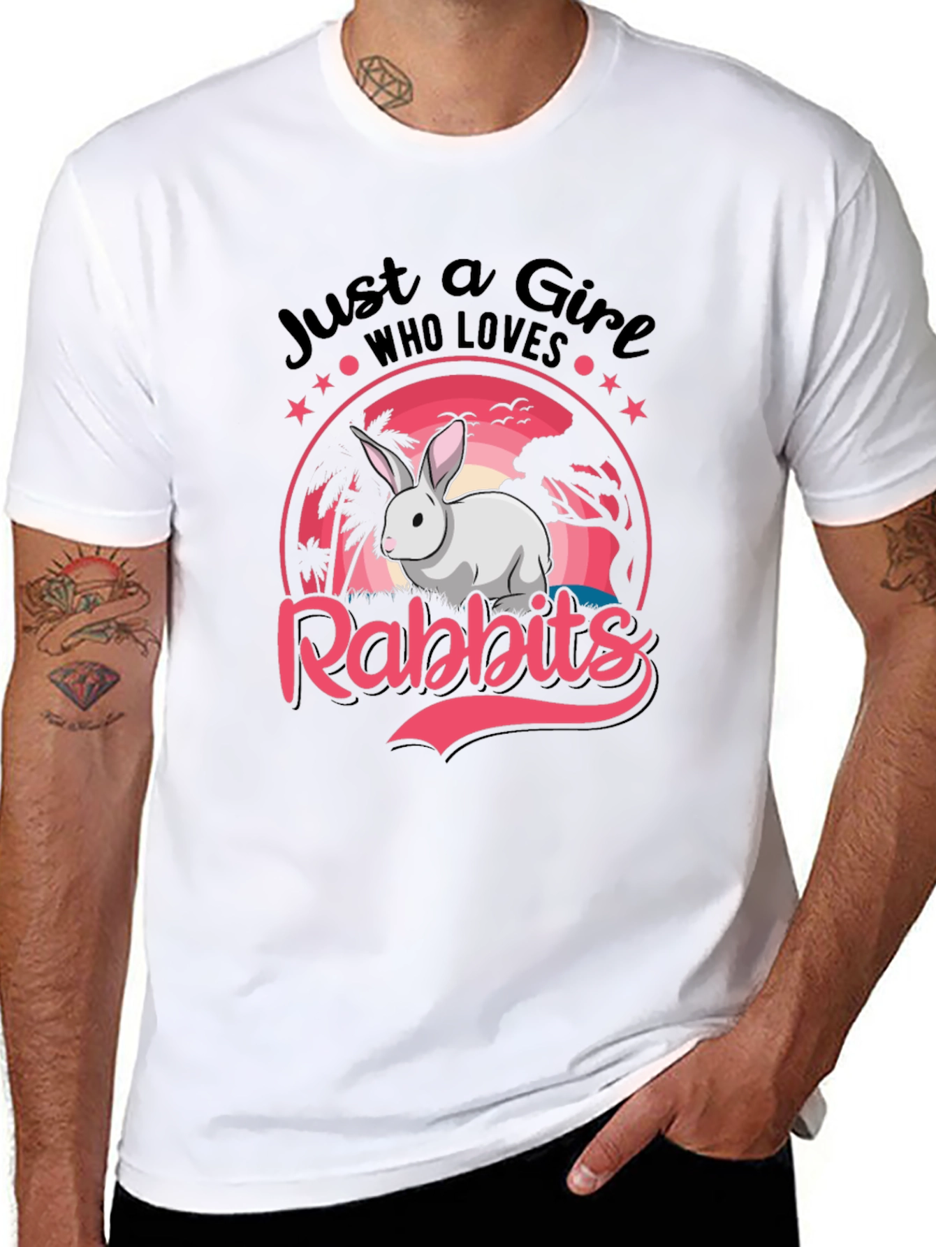 Black Just a Girl Who Loves Rabbits T-Shirt view 8