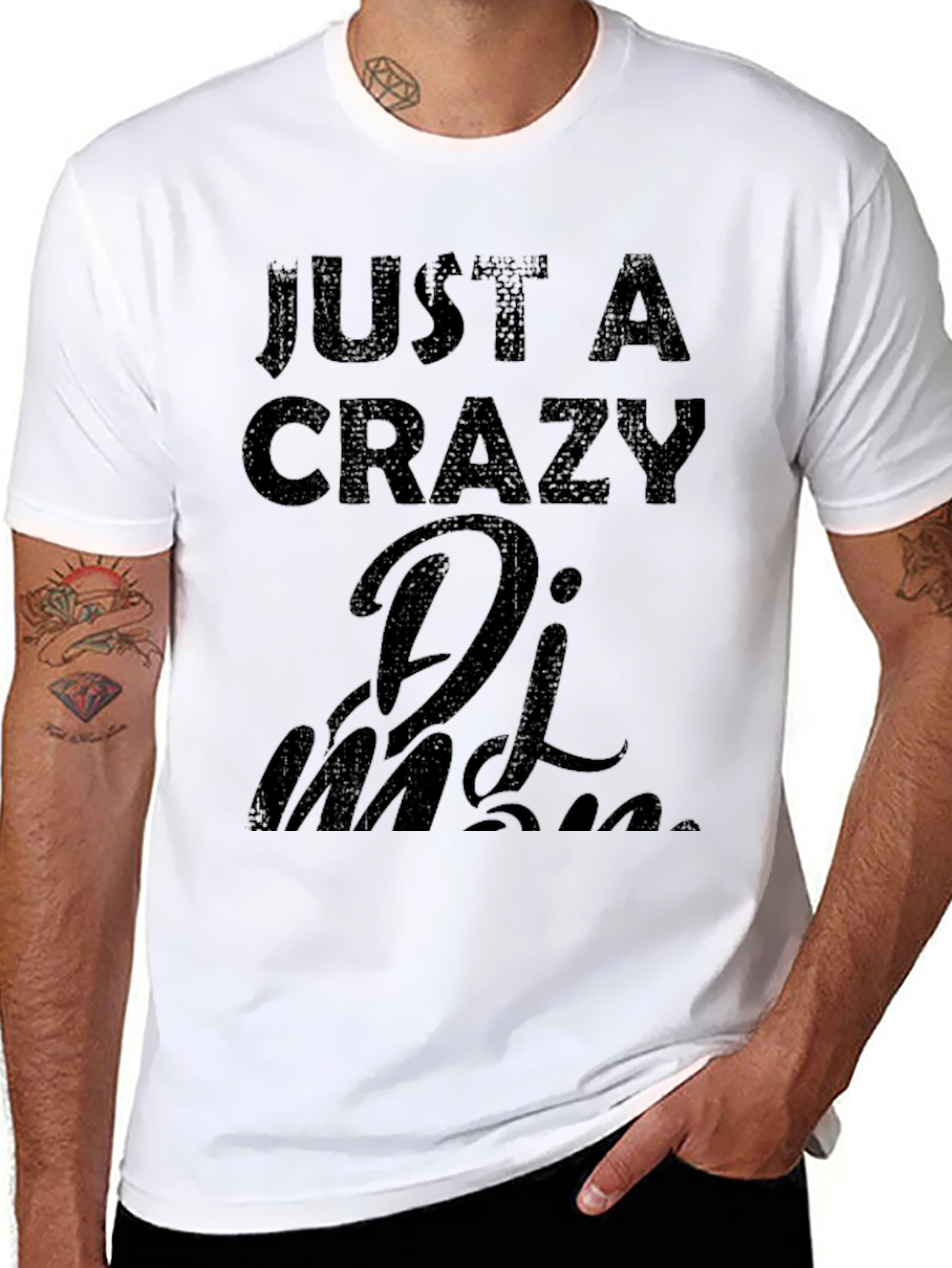 Black Just a Crazy DJ Man Black T-Shirt view 8