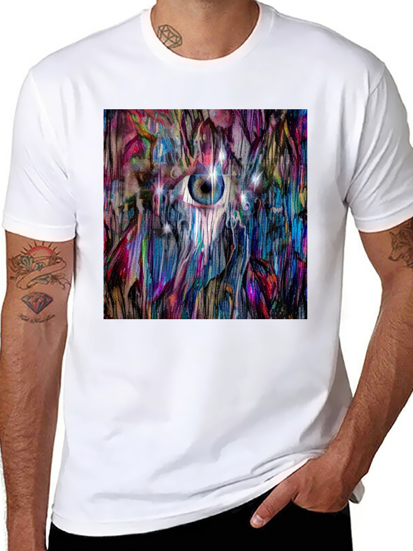 Black Abstract Eye T-Shirt: Artistic Graphic Tee view 8