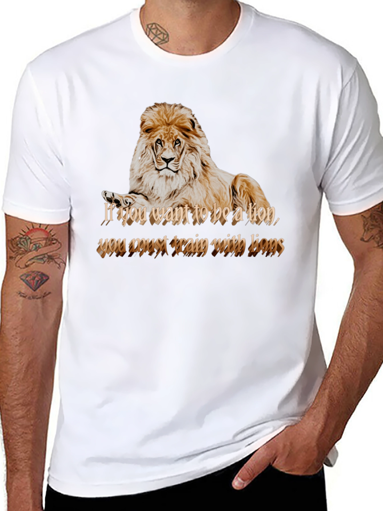 Black Lion Motivation Graphic Tee - Train With Lions T-Shirt view 8