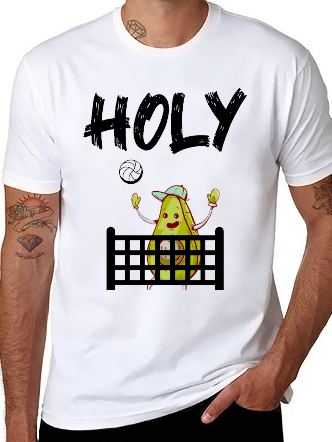 Black Holy Guacamole Volleyball T-Shirt view 8