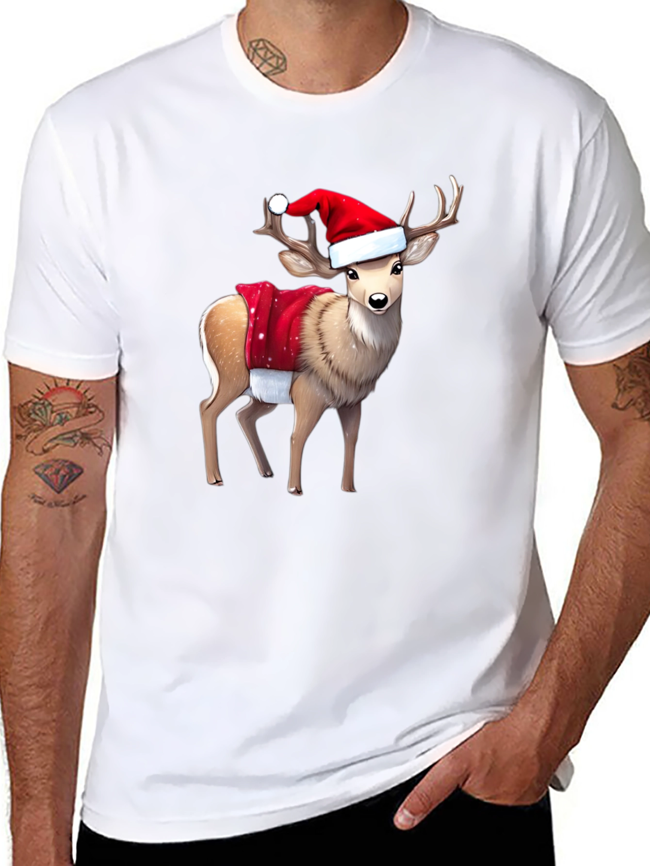 Black Festive Reindeer Graphic Tee - Holiday Style view 8