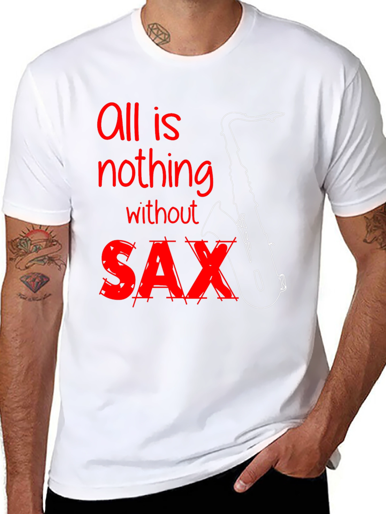 Black All is Nothing Without Saxophone T-Shirt view 8
