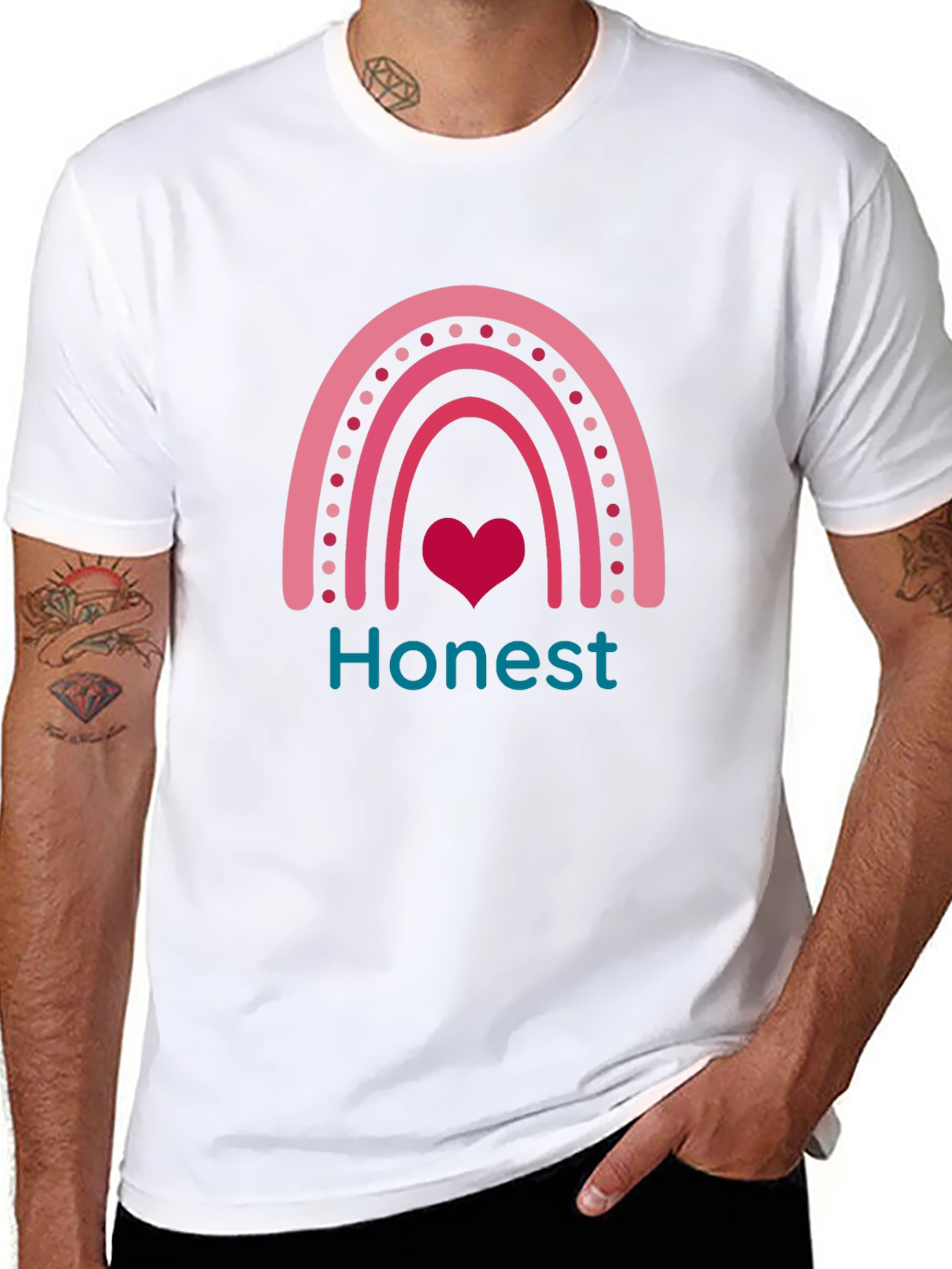 Black Honest Heart Rainbow Graphic Tee view 8