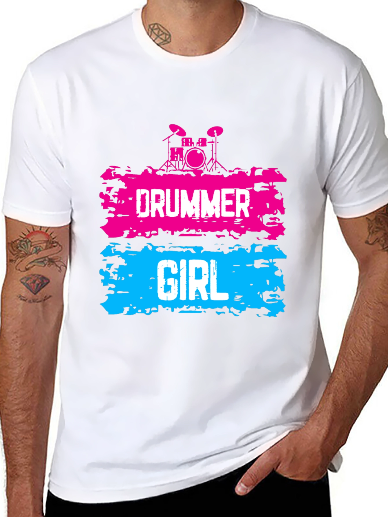 Drummer Girl Graphic Tee - Rock and Roll Style - 8