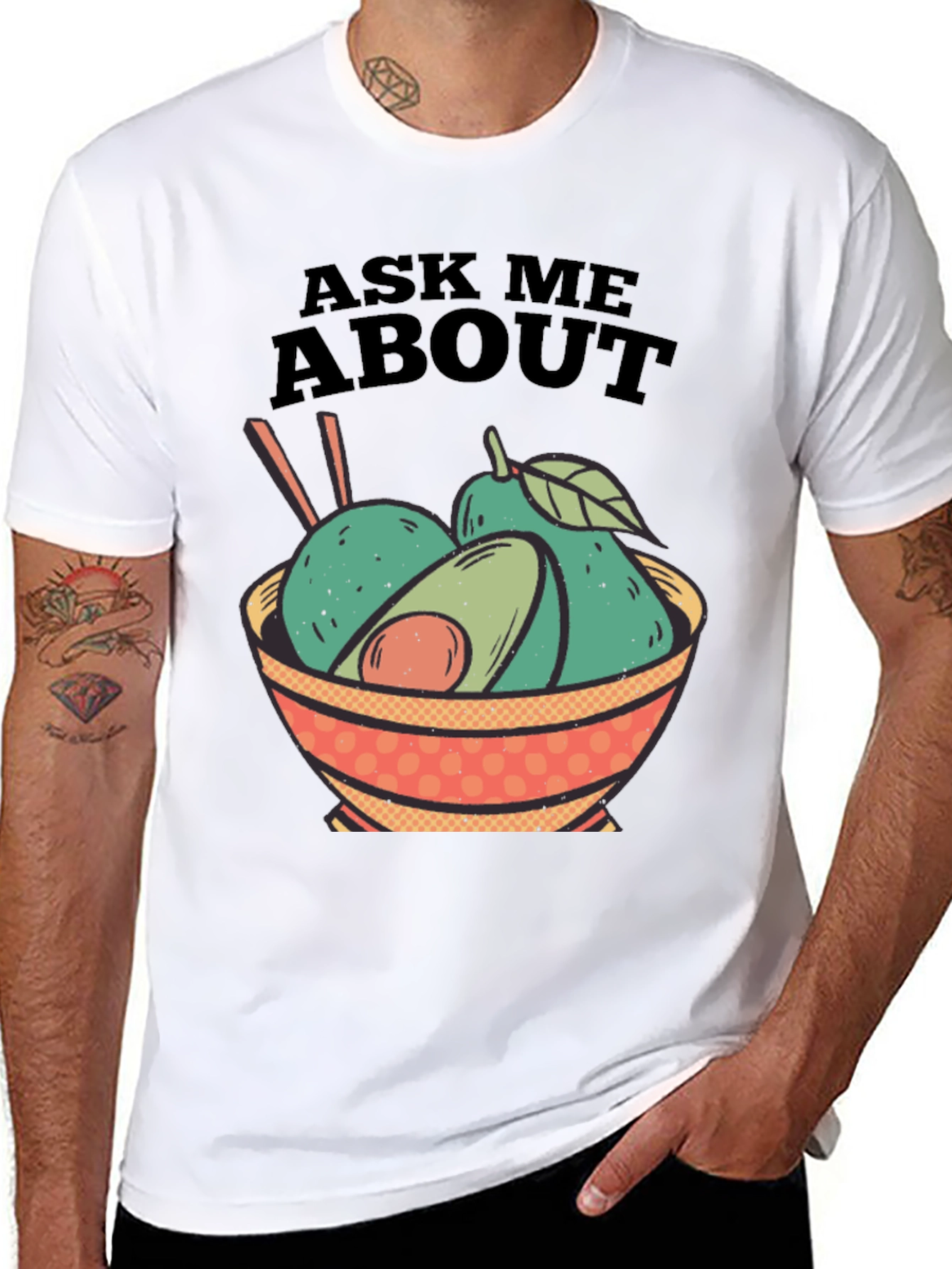 Black Avocado Bowl Graphic Tee - Ask Me About Avocados! view 8