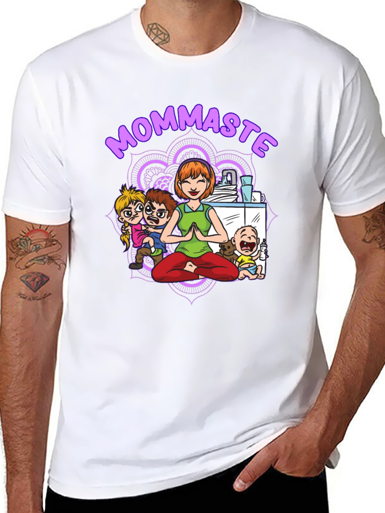 Black Mommaste Funny Yoga T-Shirt view 8