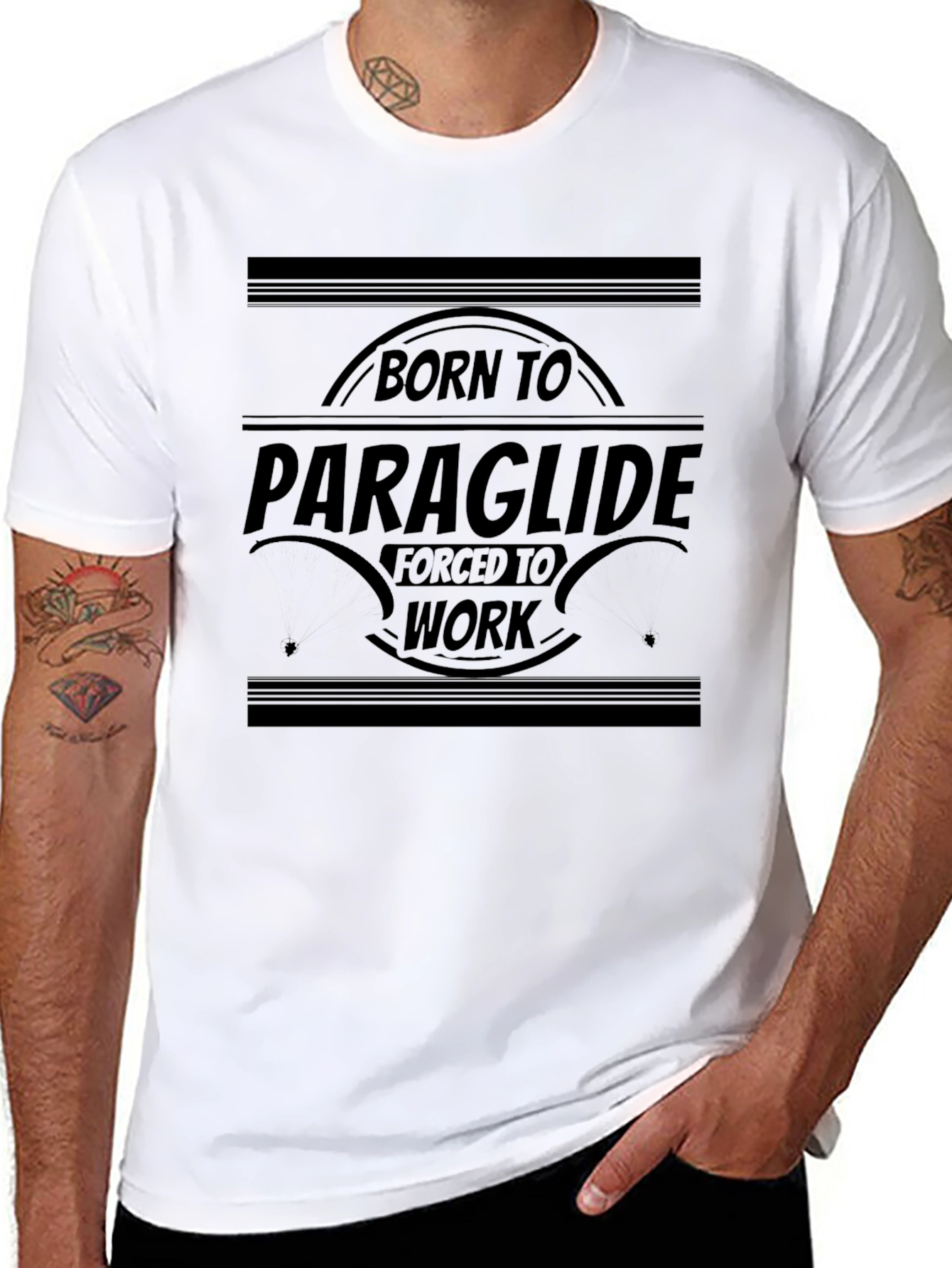 Black Born To Paraglide Black Graphic Tee view 8