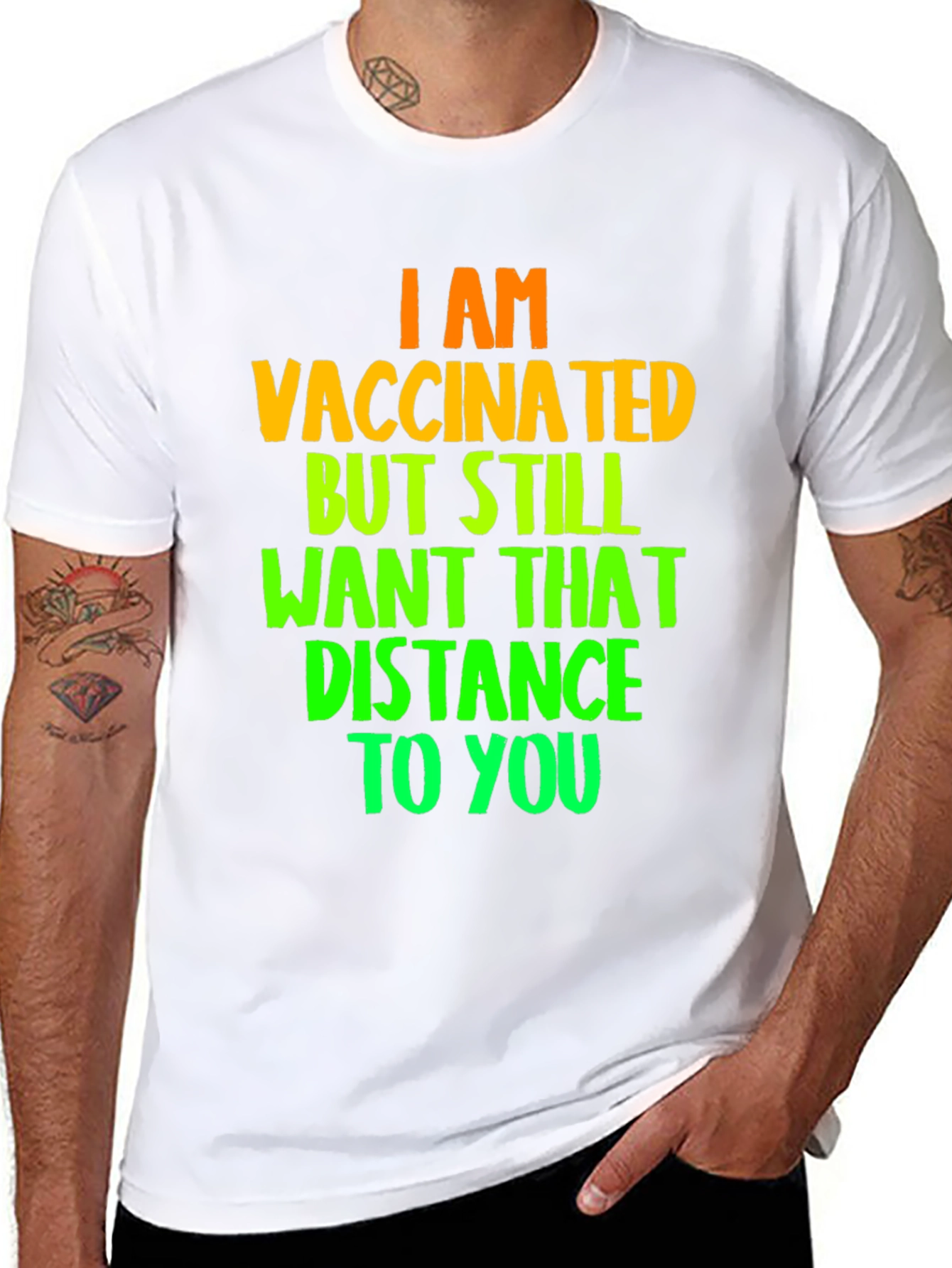 Black Vaccinated Distance T-Shirt view 8