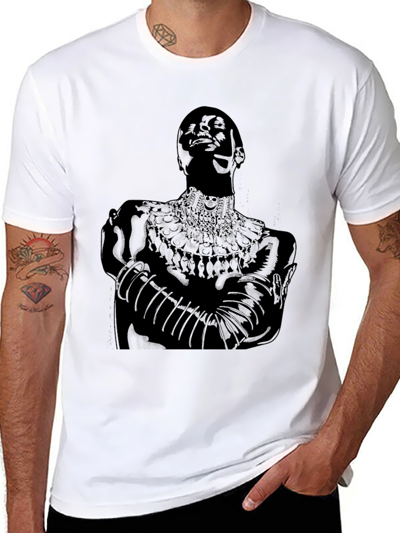 Black Black T-Shirt with Figure Graphic view 8