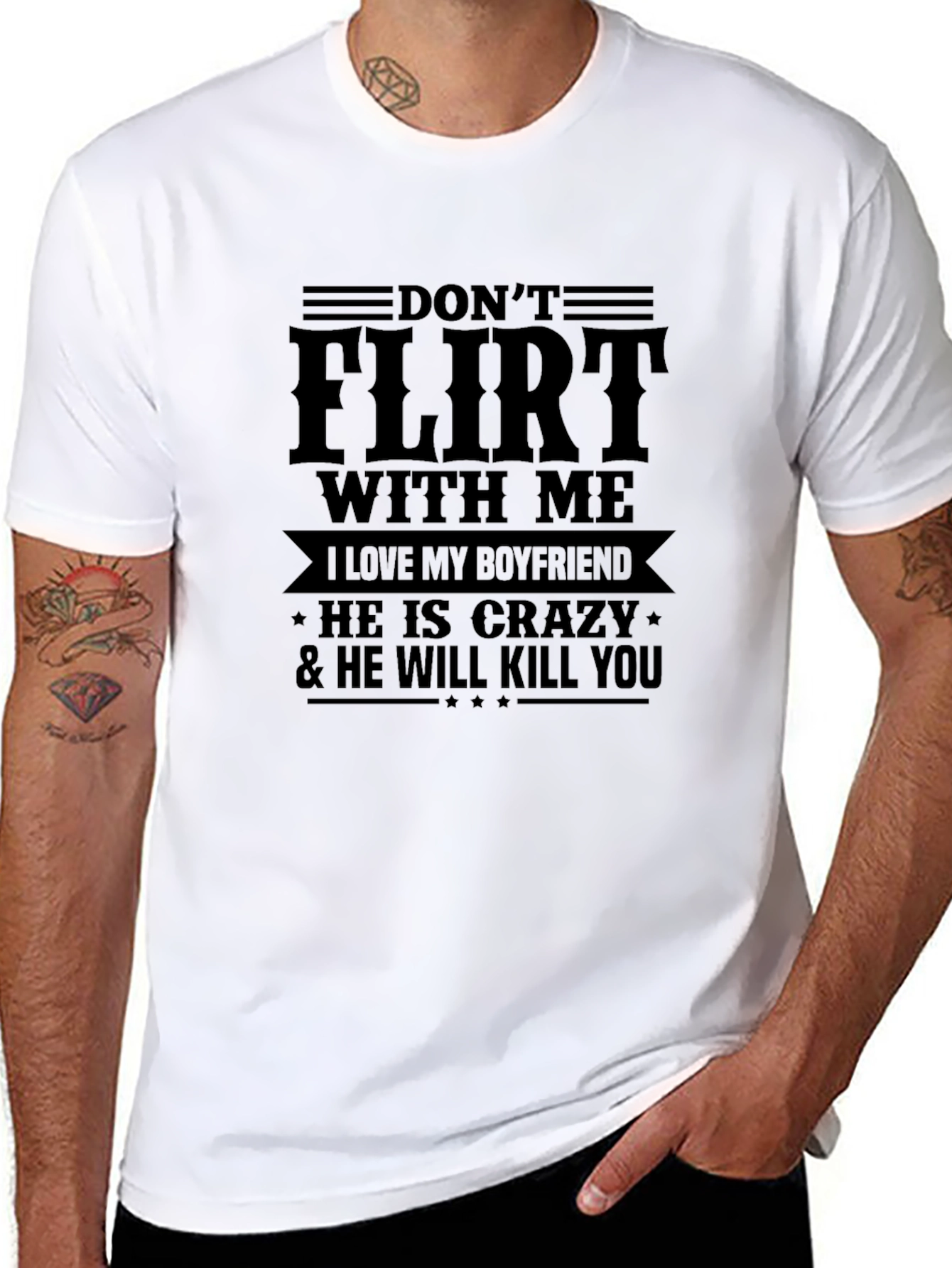 Black Don't Flirt with Me T-Shirt - Crazy Boyfriend Tee view 8