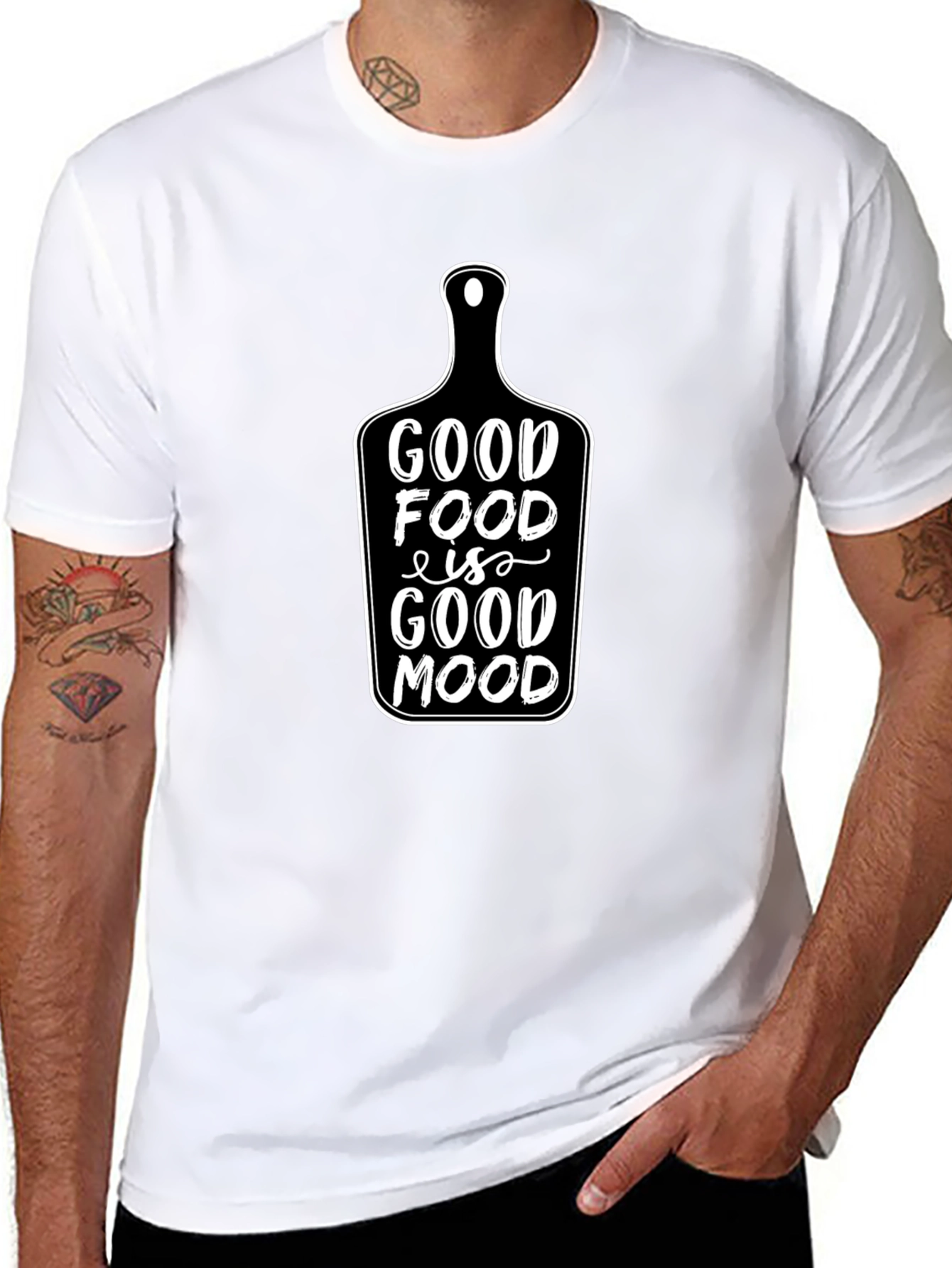 Black Good Food Good Mood Black T-Shirt view 8