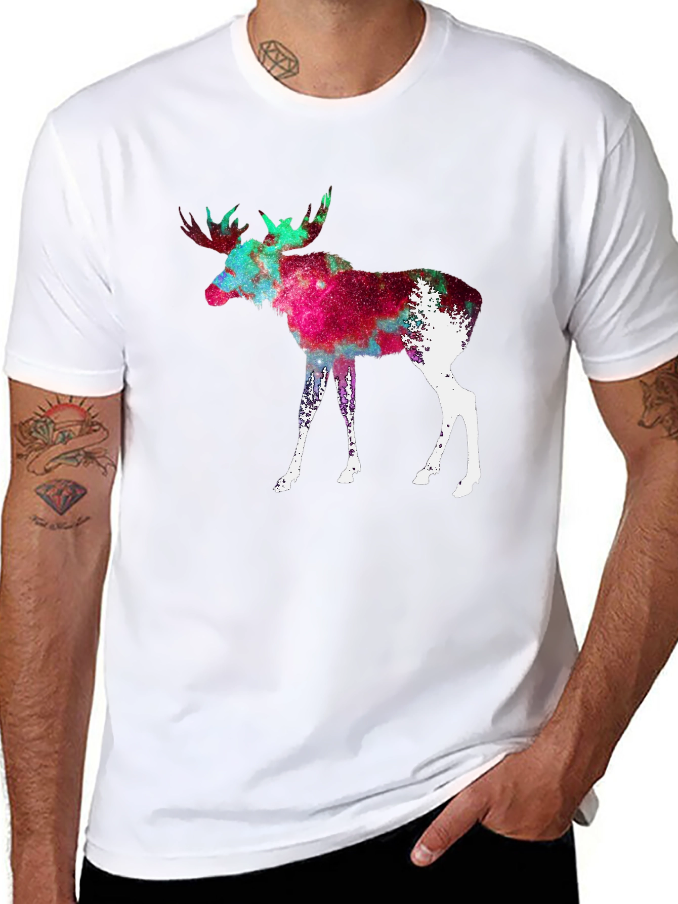 Black Cosmic Moose Graphic Tee - Black view 8