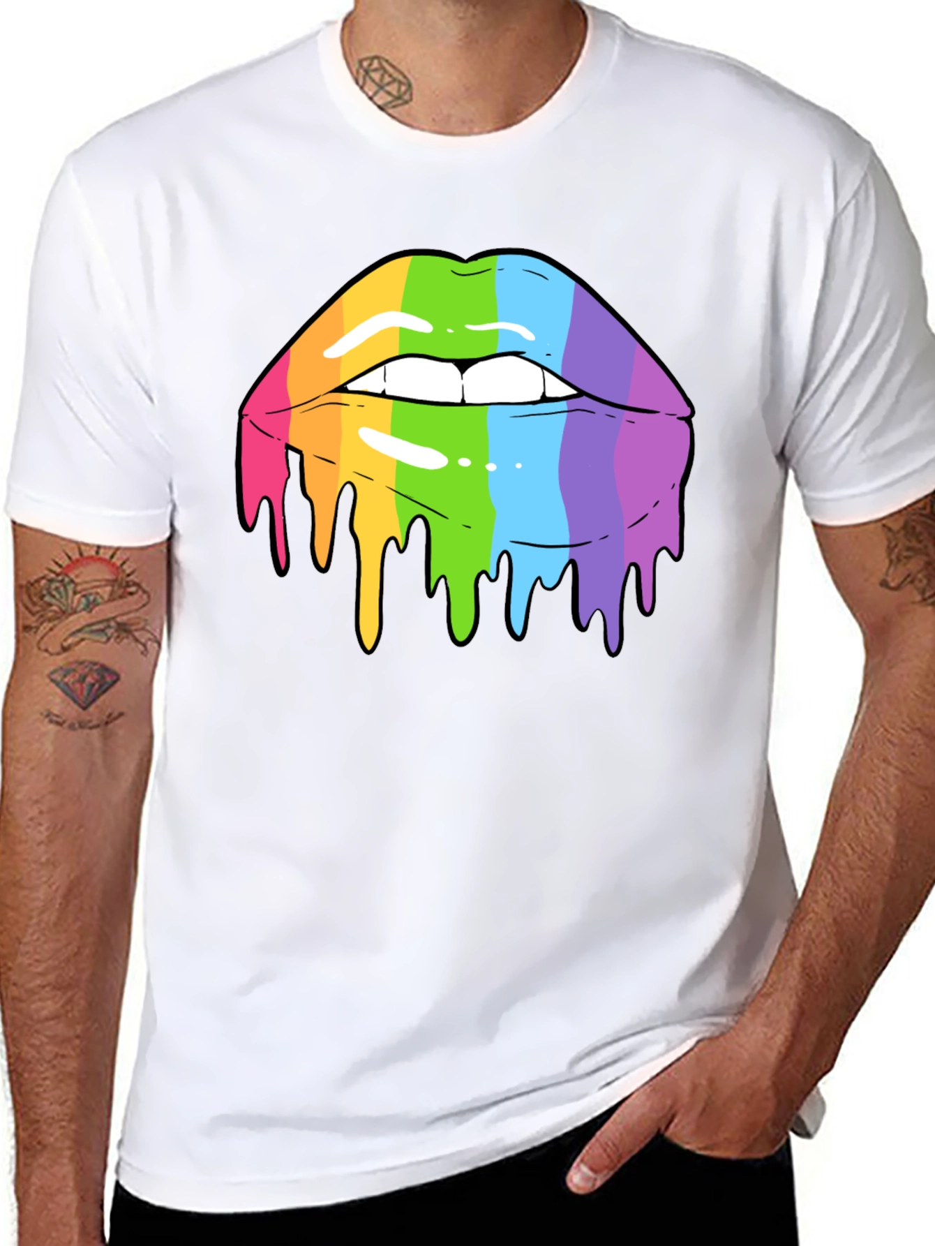 Black Rainbow Lips Graphic T-Shirt view 8
