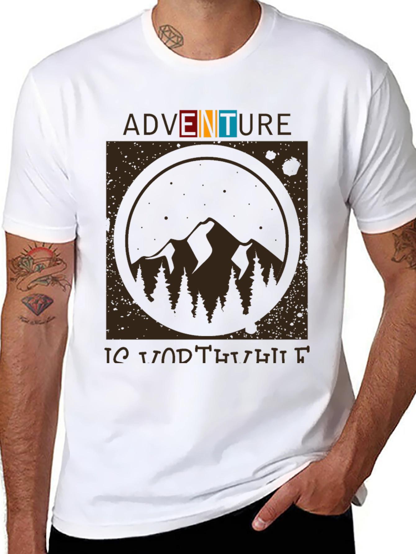 Black Adventure is Worth It Black Graphic T-Shirt view 8
