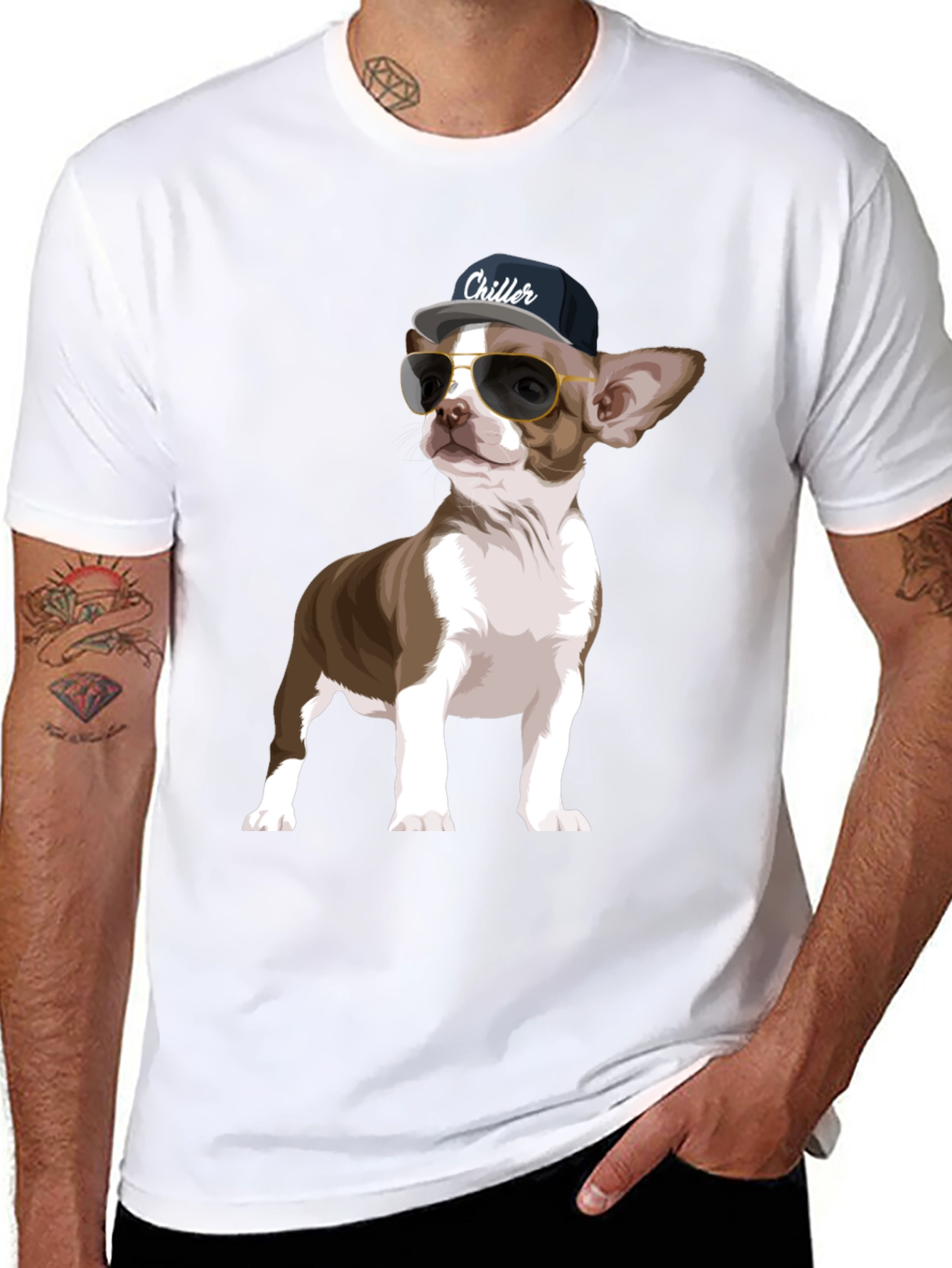 Black Cool Chihuahua Graphic T-Shirt view 8