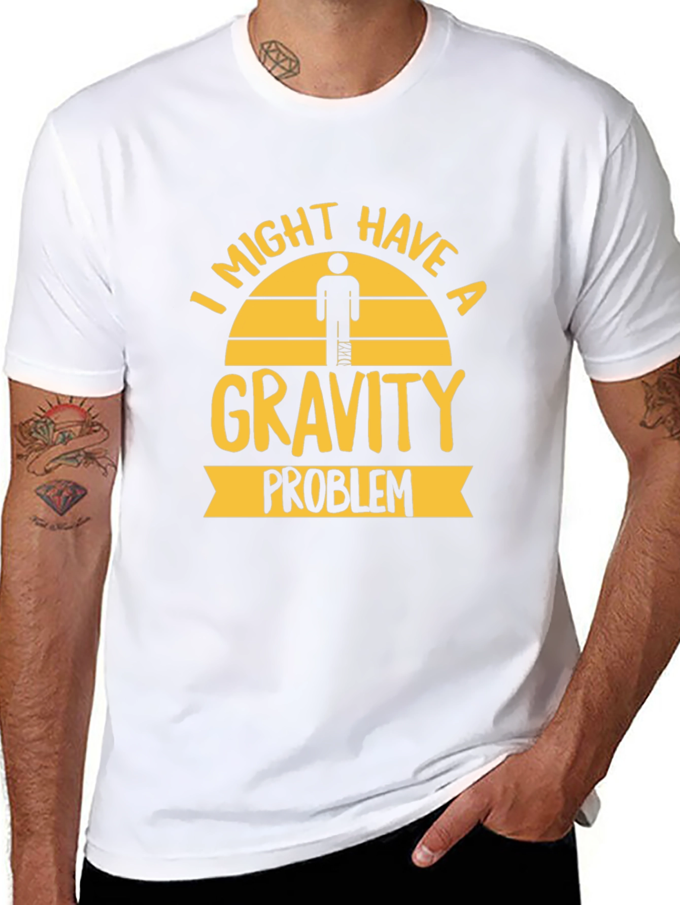 Black Gravity Problem Humor Graphic Tee view 8