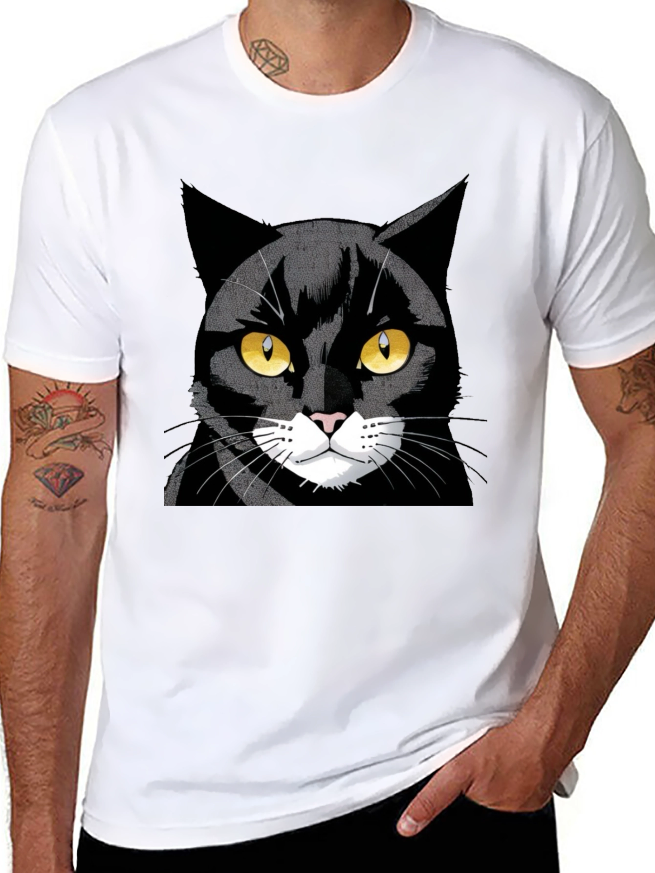 Black Cool Black Cat Graphic Tee view 8