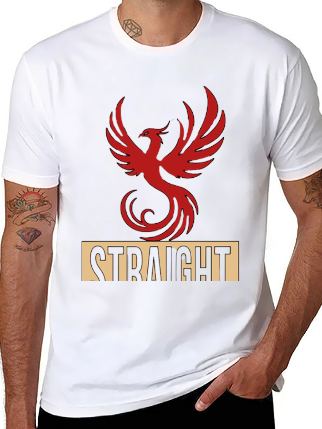 Black Straight Phoenix Graphic Tee - Bold Statement T-Shirt view 8