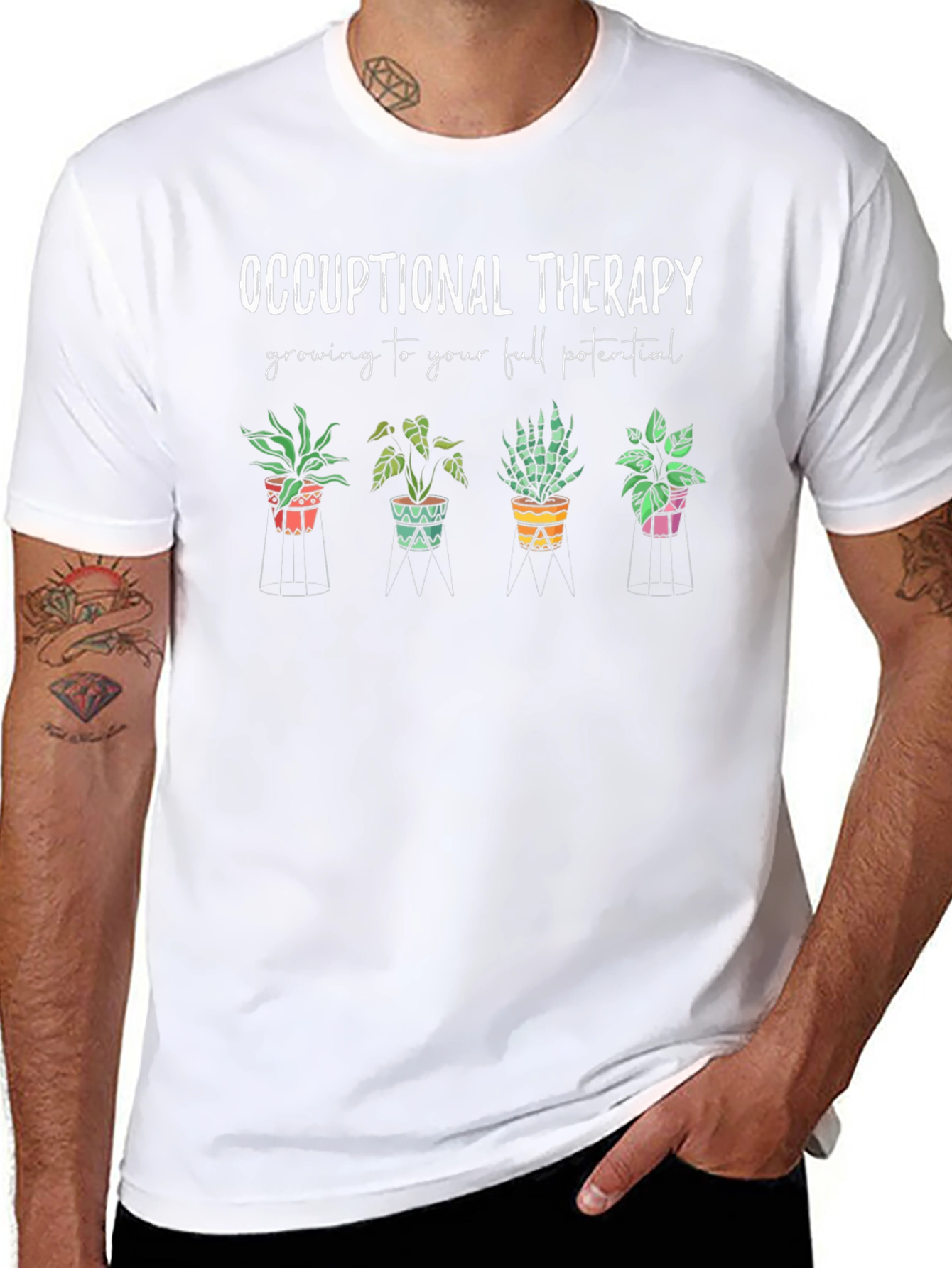 Black Occupational Therapy Plant T-Shirt view 8