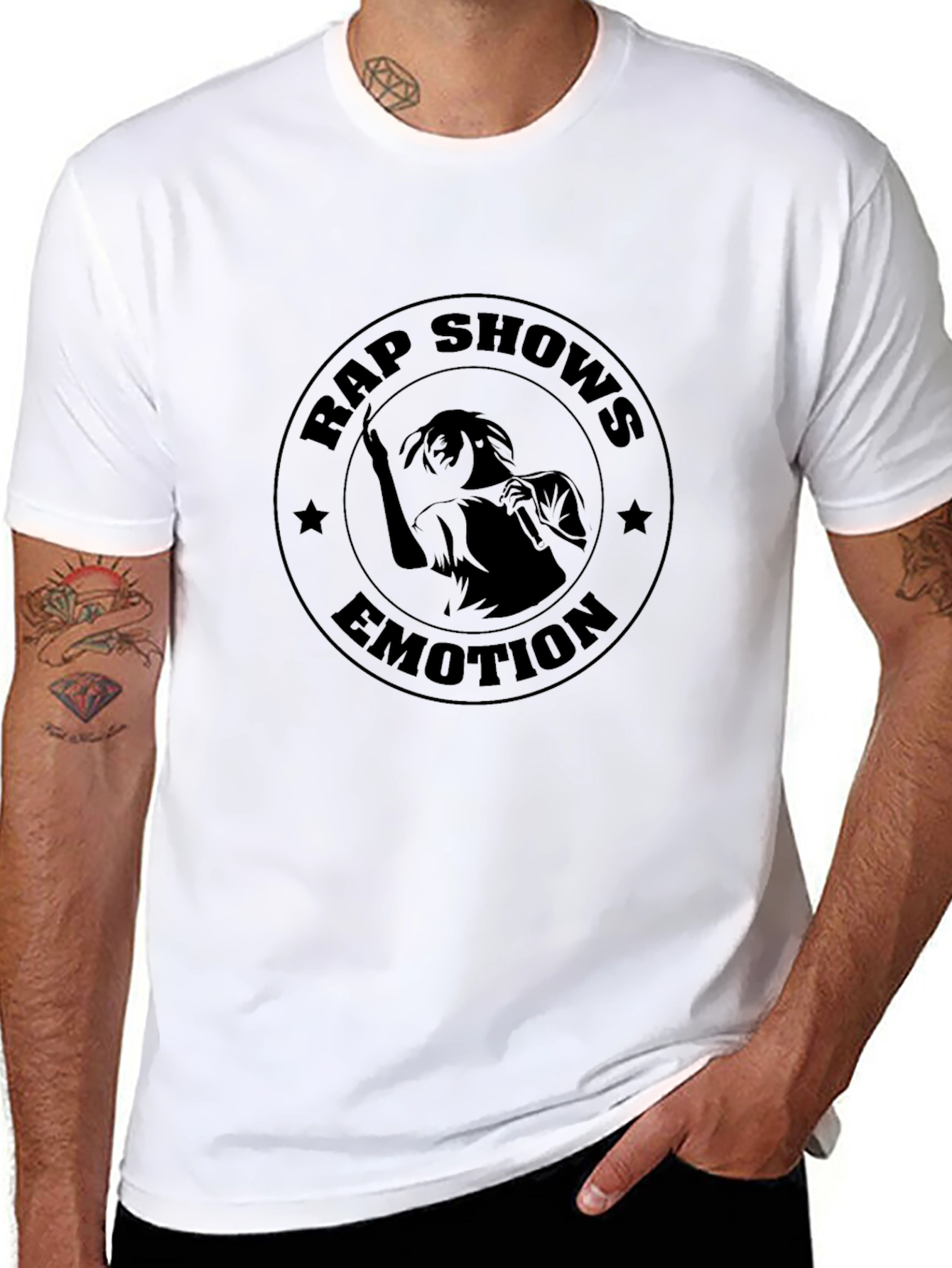 Rap Shows Emotion Black Graphic Tee - 8