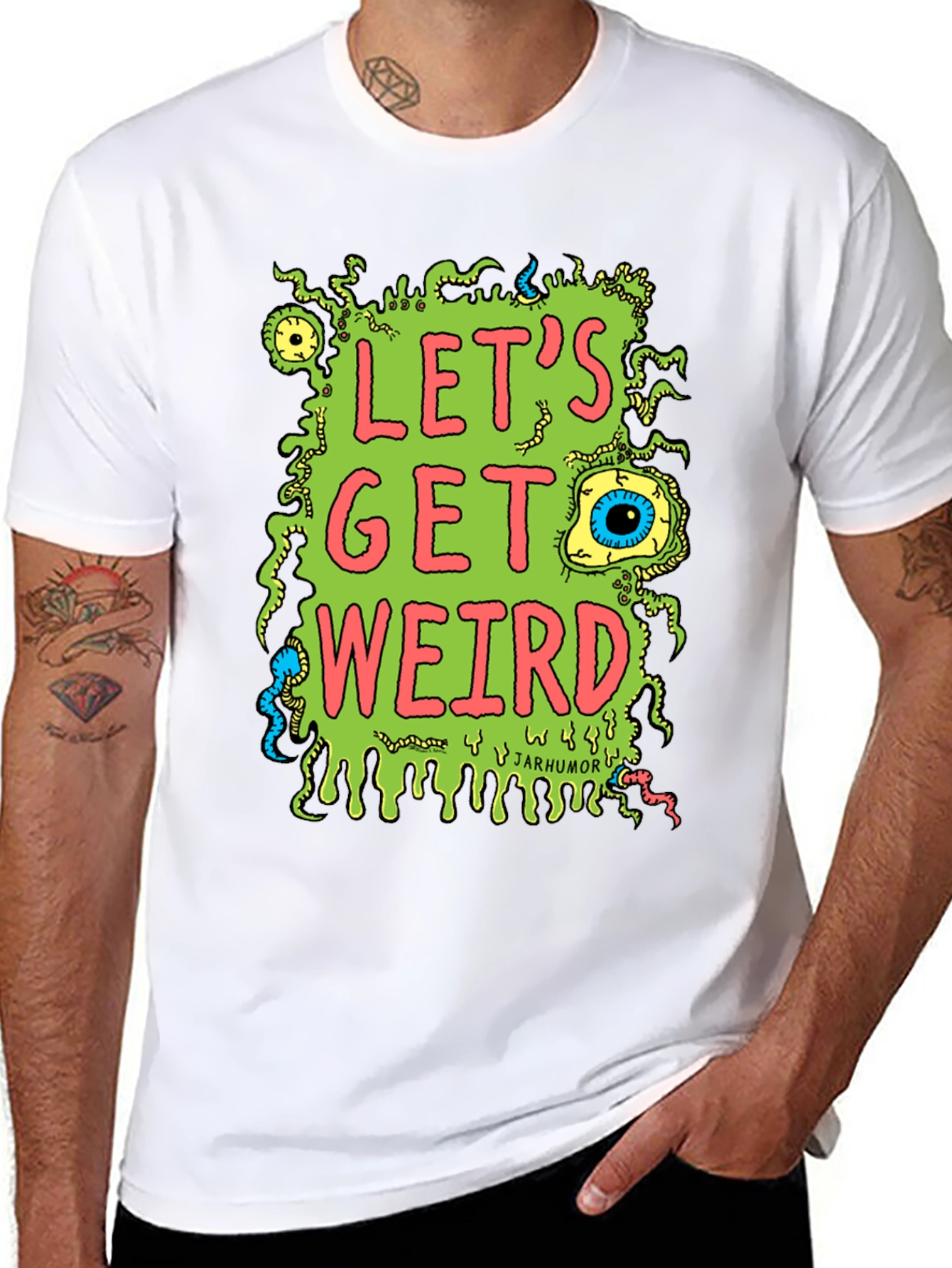 Black Let's Get Weird Graphic T-Shirt view 8