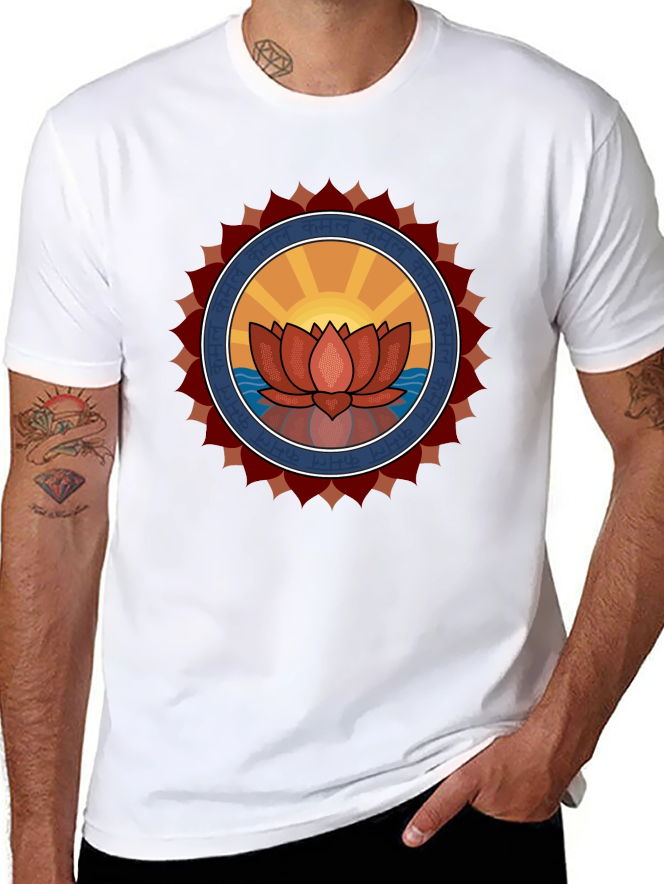 Black Lotus Mandala Graphic T-Shirt view 8