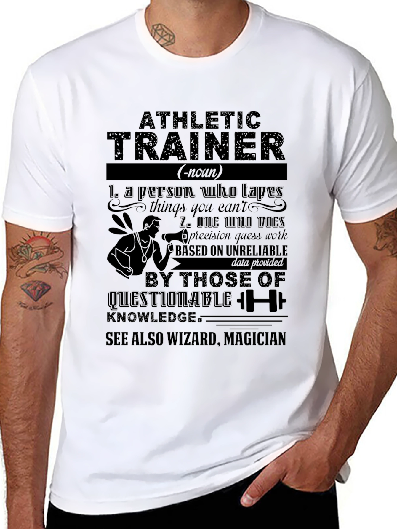 Black Athletic Trainer Definition Graphic T-Shirt view 8