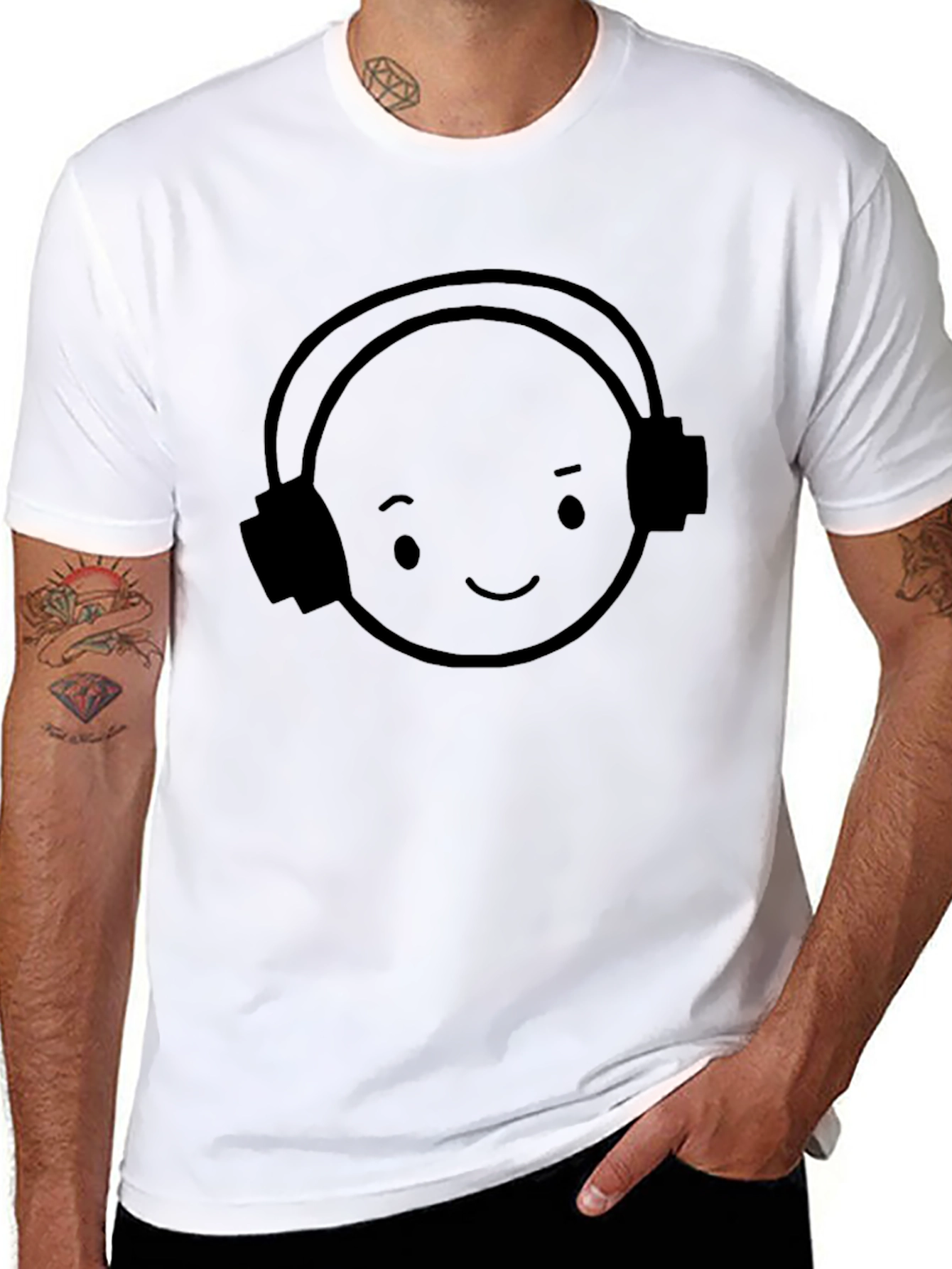 Black Smiley DJ T-Shirt - Black Cotton Blend view 8
