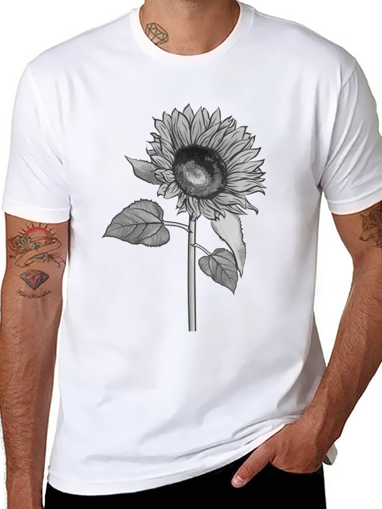 Black Sunflower Graphic T-Shirt - Black Casual Tee view 8