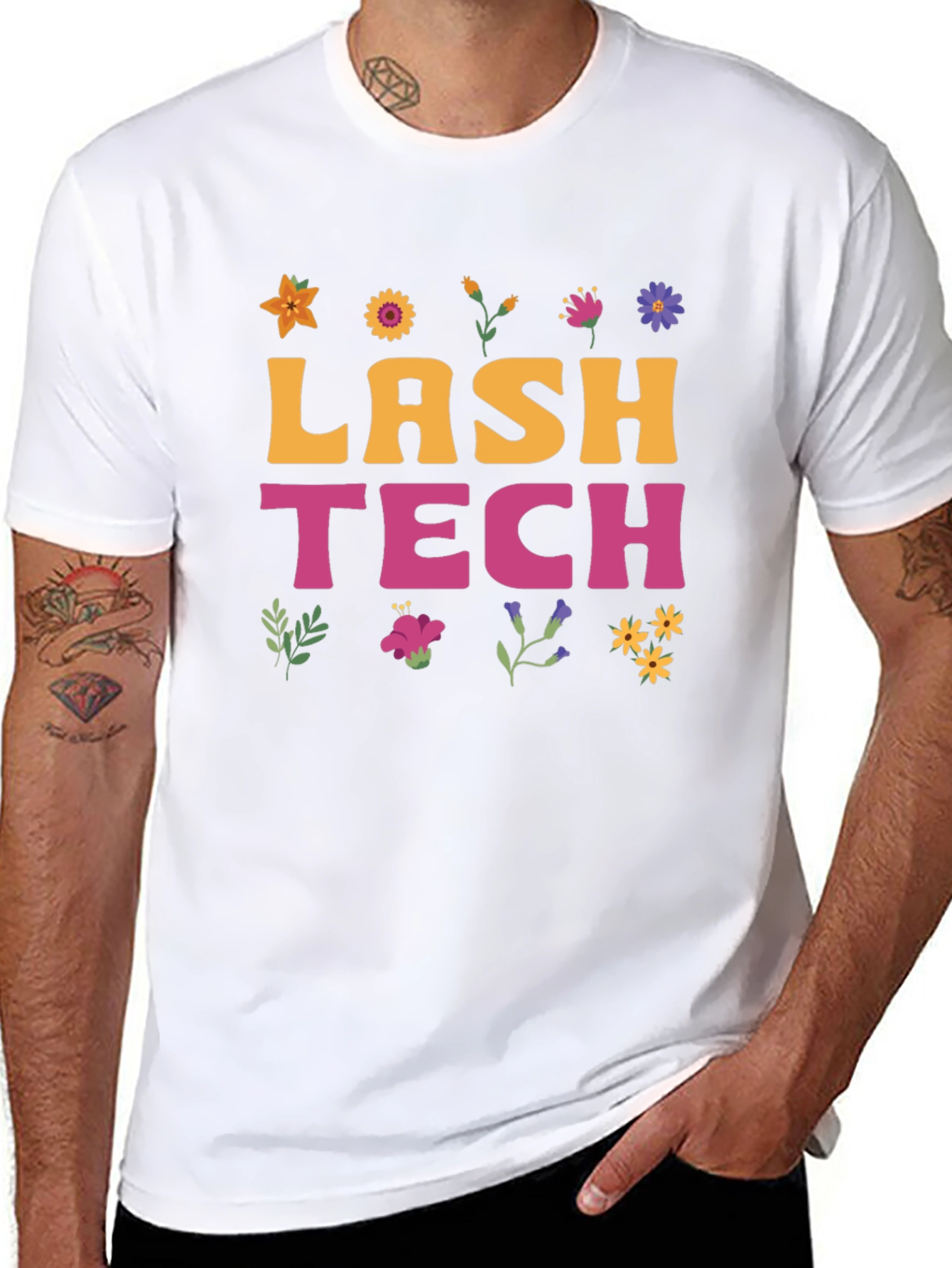 Black Lash Tech Flower Graphic Tee view 8