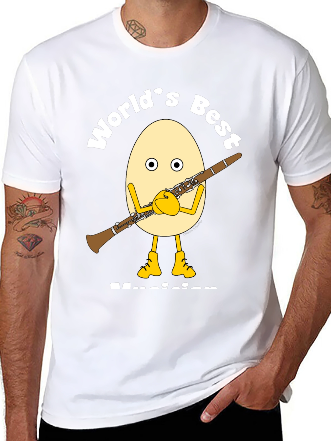 Black World's Best Musician Egg Humor T-Shirt view 8