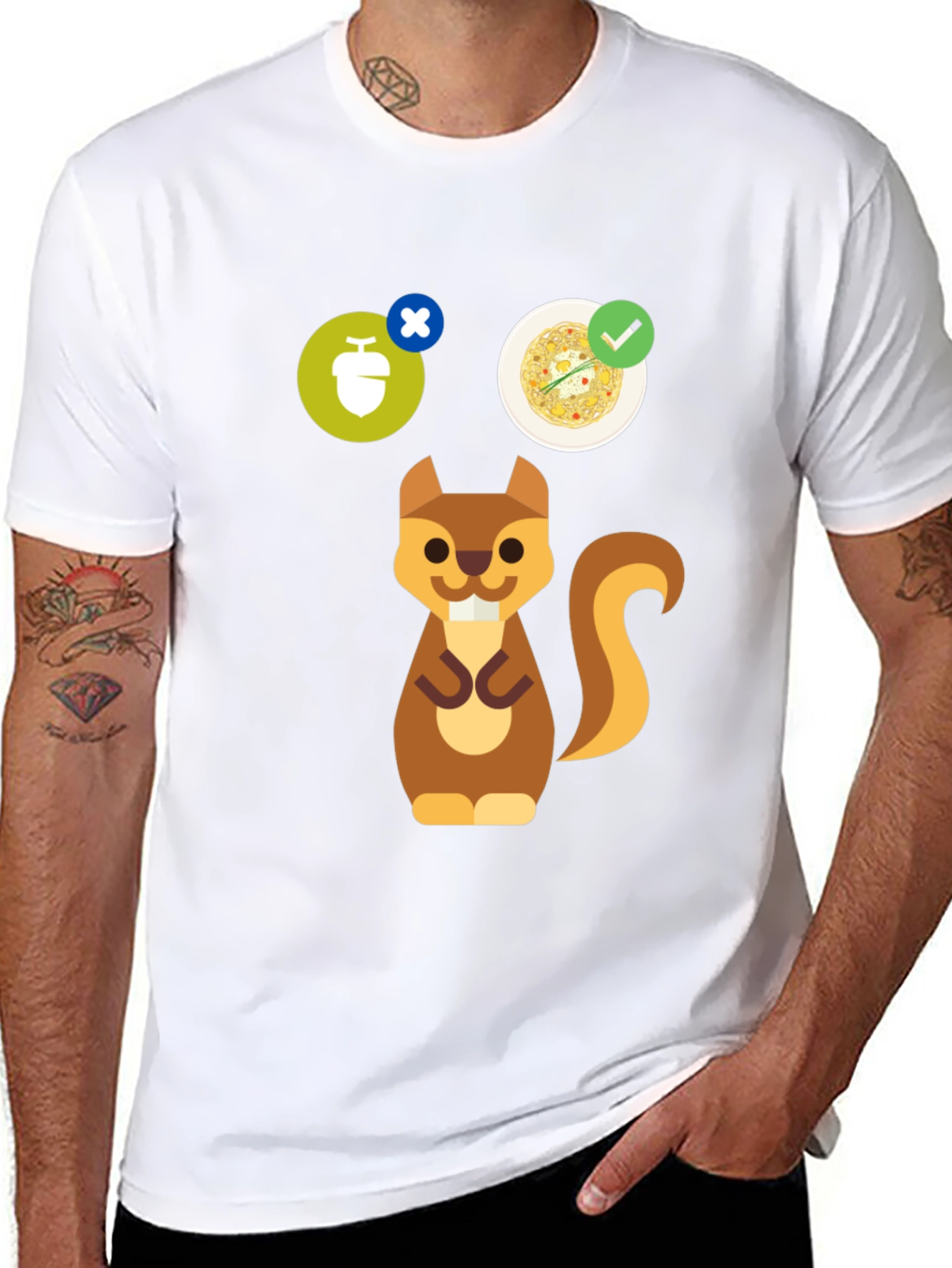 Black Whimsical Squirrel Graphic Tee - Nut Allergy Design view 8