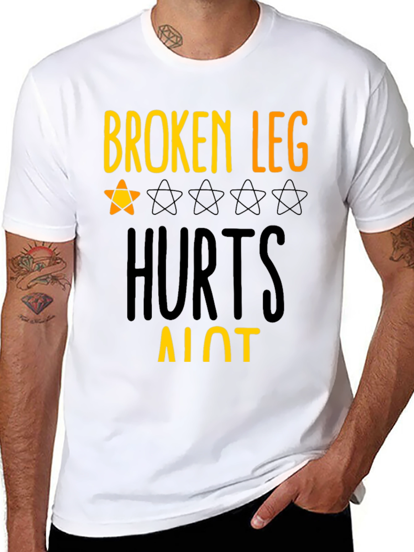 Black Broken Leg Hurts Alot Graphic Tee view 8