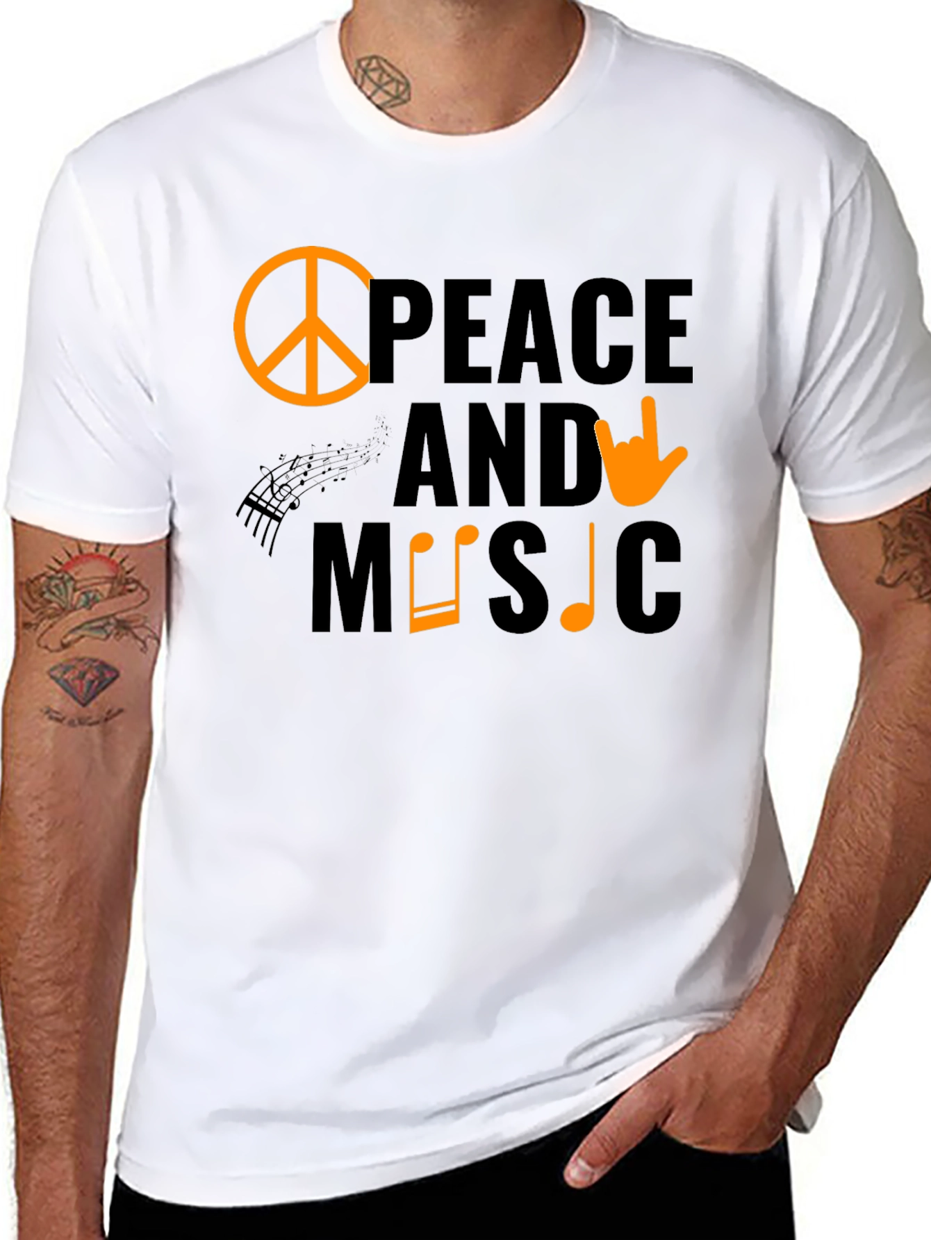 Black Peace and Music T-Shirt view 8