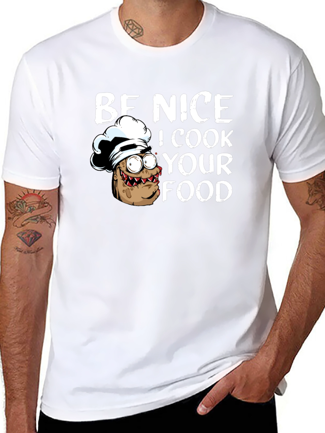 Black Be Nice I Cook Your Food Funny Chef T-Shirt view 8