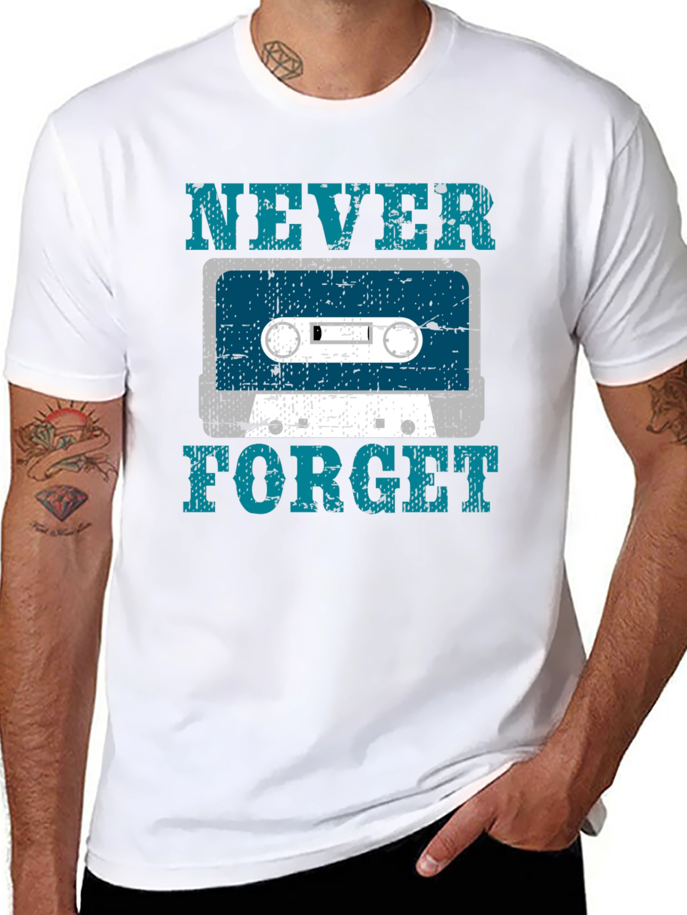 Black Retro Cassette Tape Graphic T-Shirt - Never Forget view 8