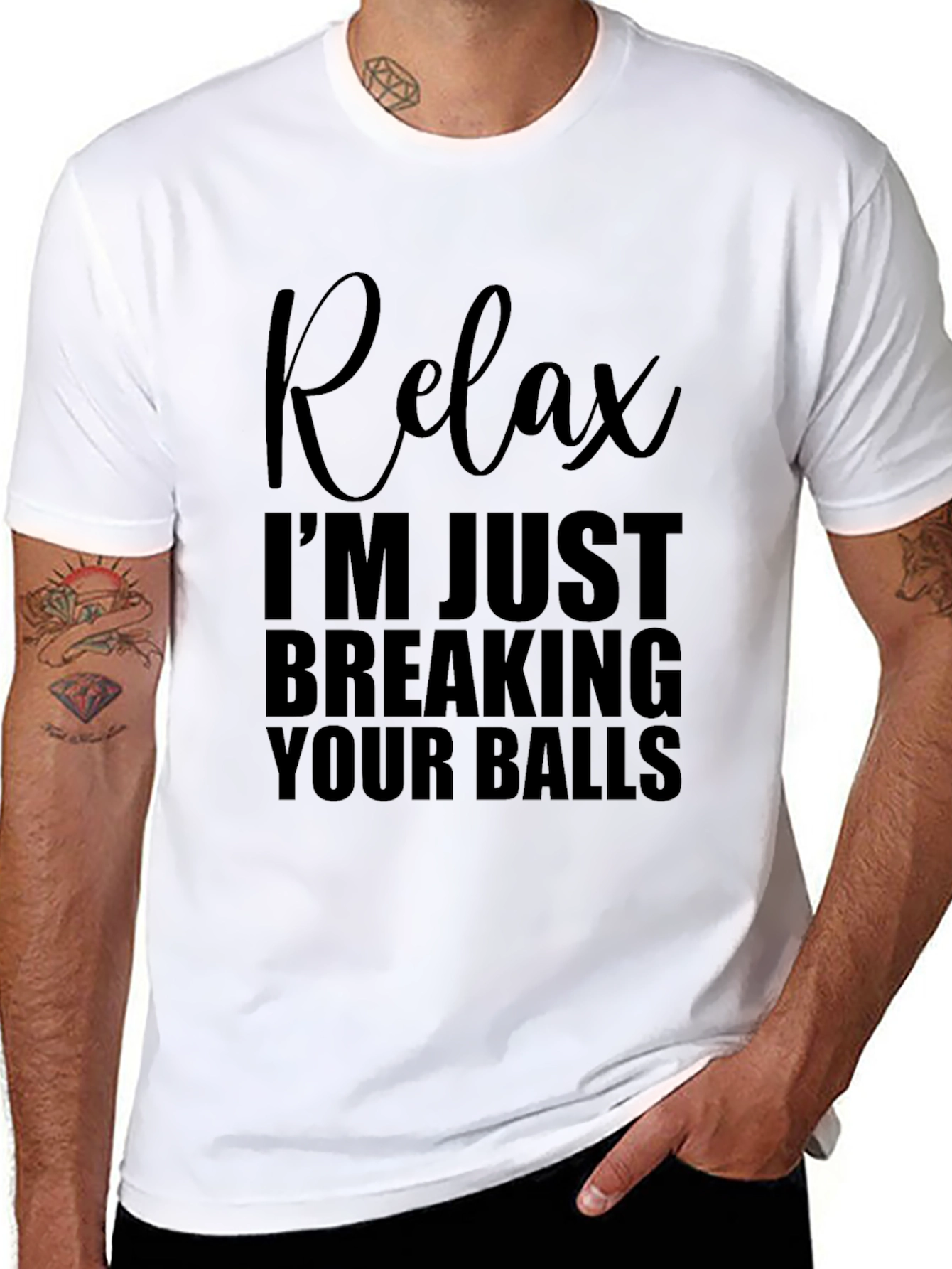 Black Relax Breaking Balls Graphic T-Shirt - Mens Novelty Tee view 8