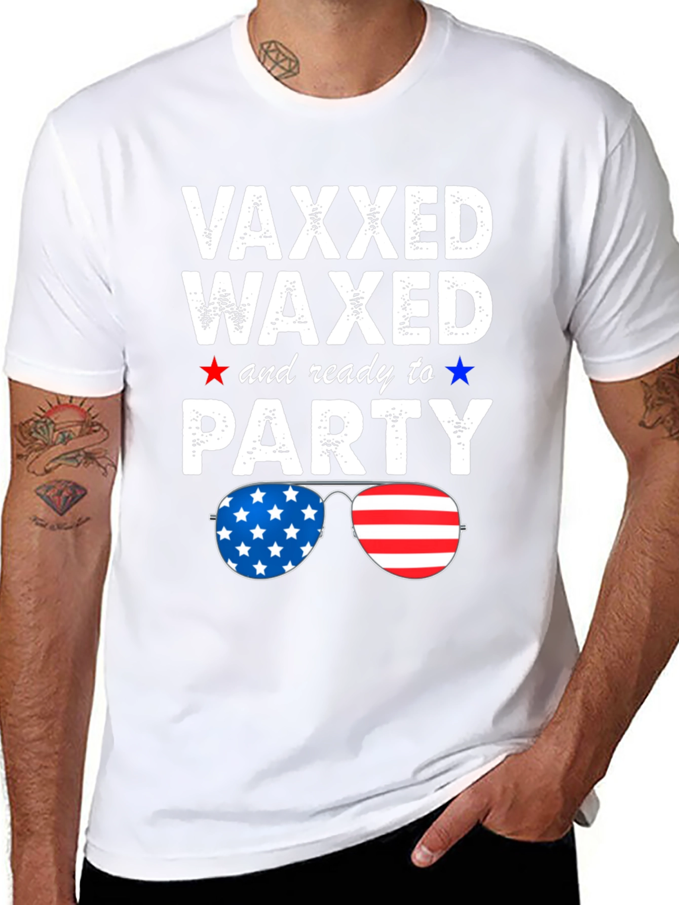 Black Vaxxed Waxed & Ready to Party Patriotic Tee view 8