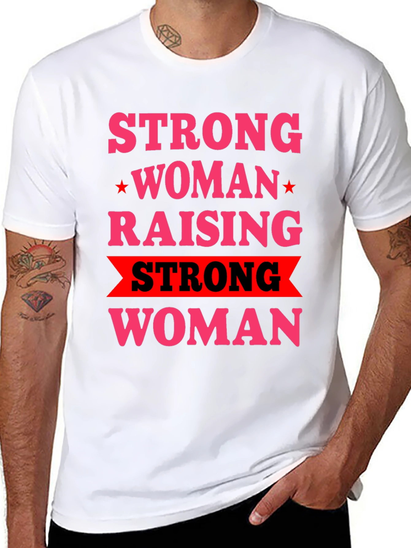 Black Strong Woman Raising Strong Woman Graphic Tee view 8