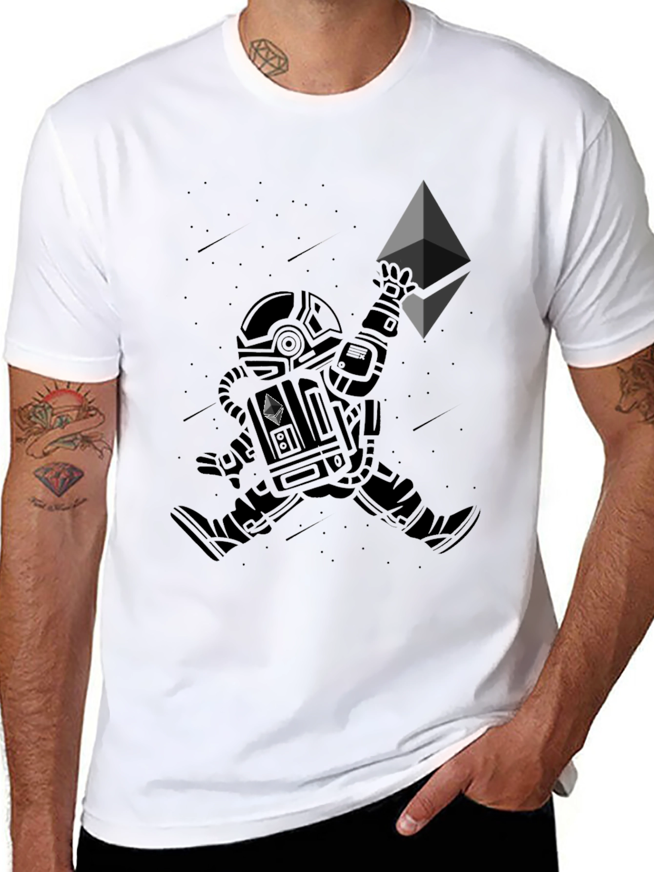Black Astronaut Ethereum Crypto Black T-Shirt view 8