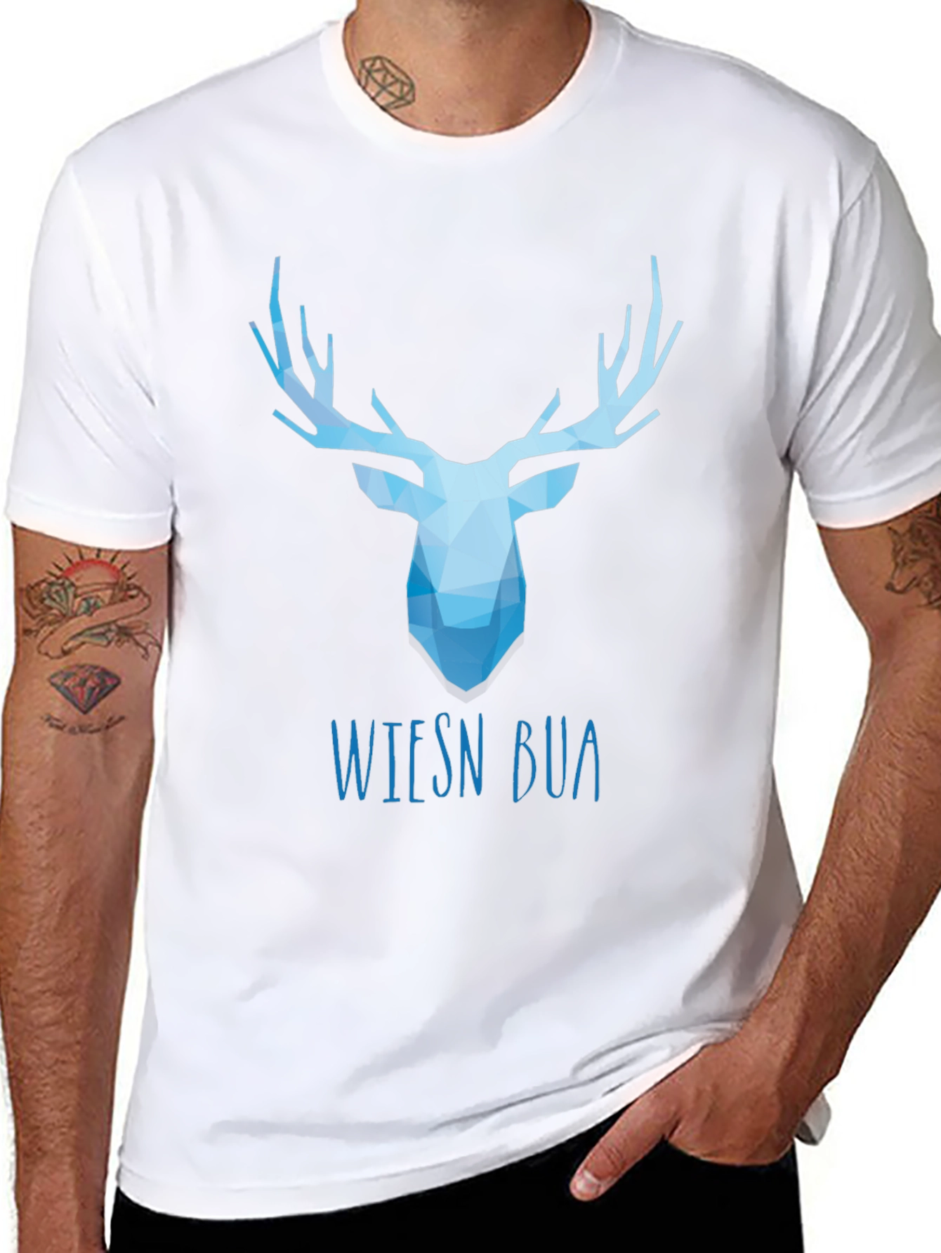 Black Geometric Stag Tee - Wiesn Bua Black T-Shirt view 8