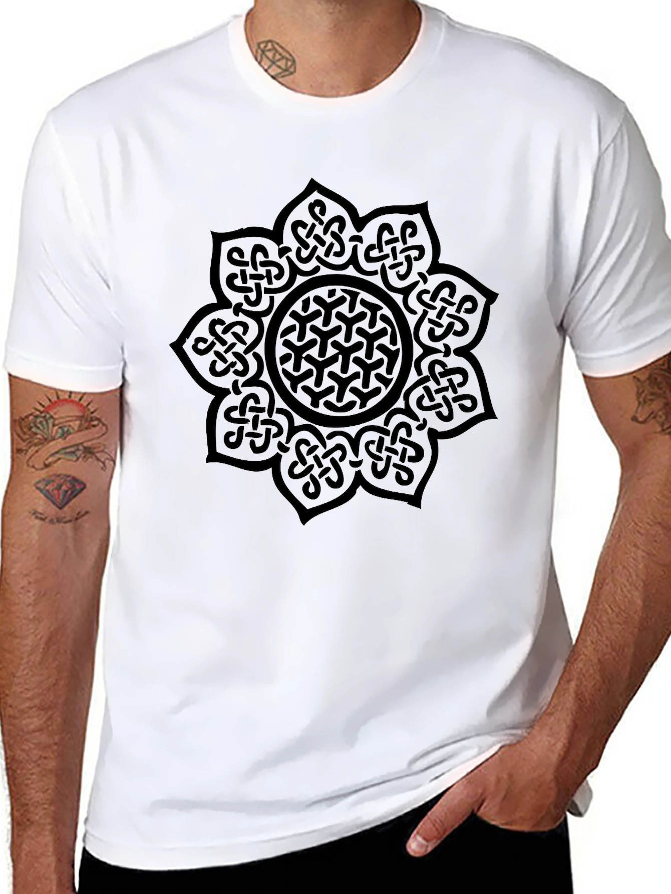 Black Celtic Knot Mandala Black T-Shirt view 8