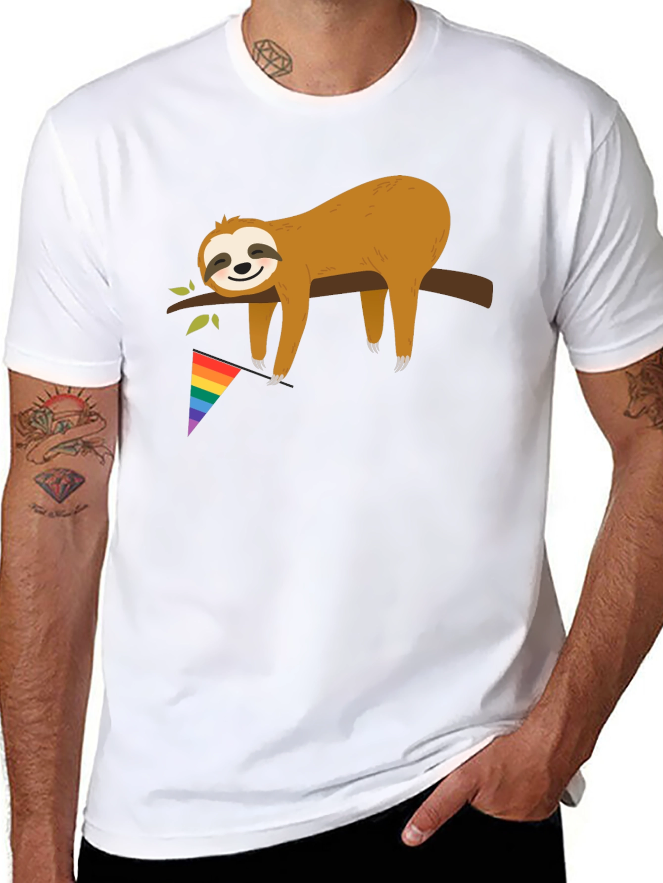 Black Sloth Pride T-Shirt - LGBT Support view 8