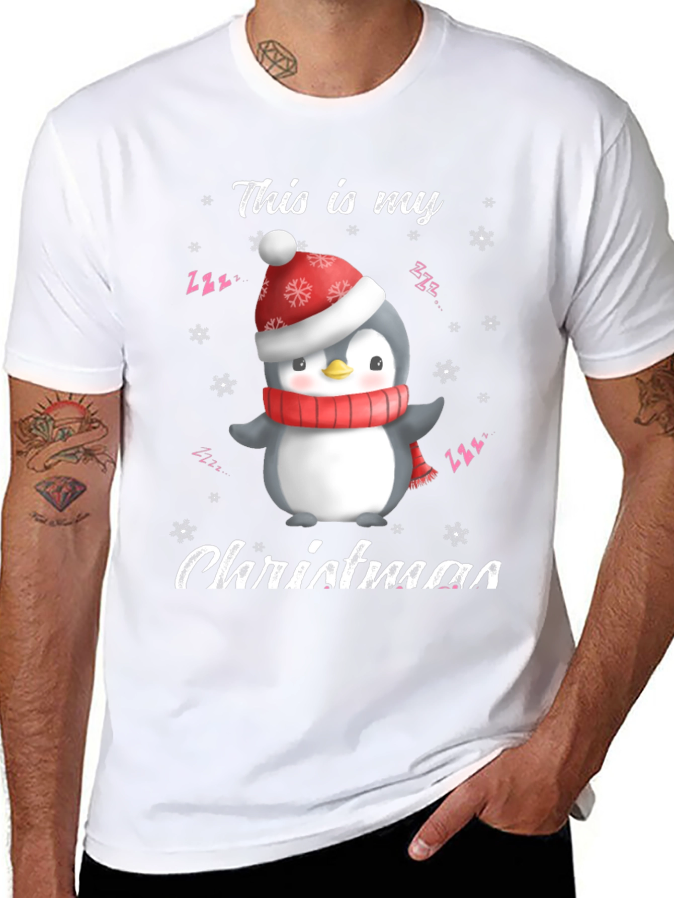 Black Christmas Penguin T-Shirt view 8