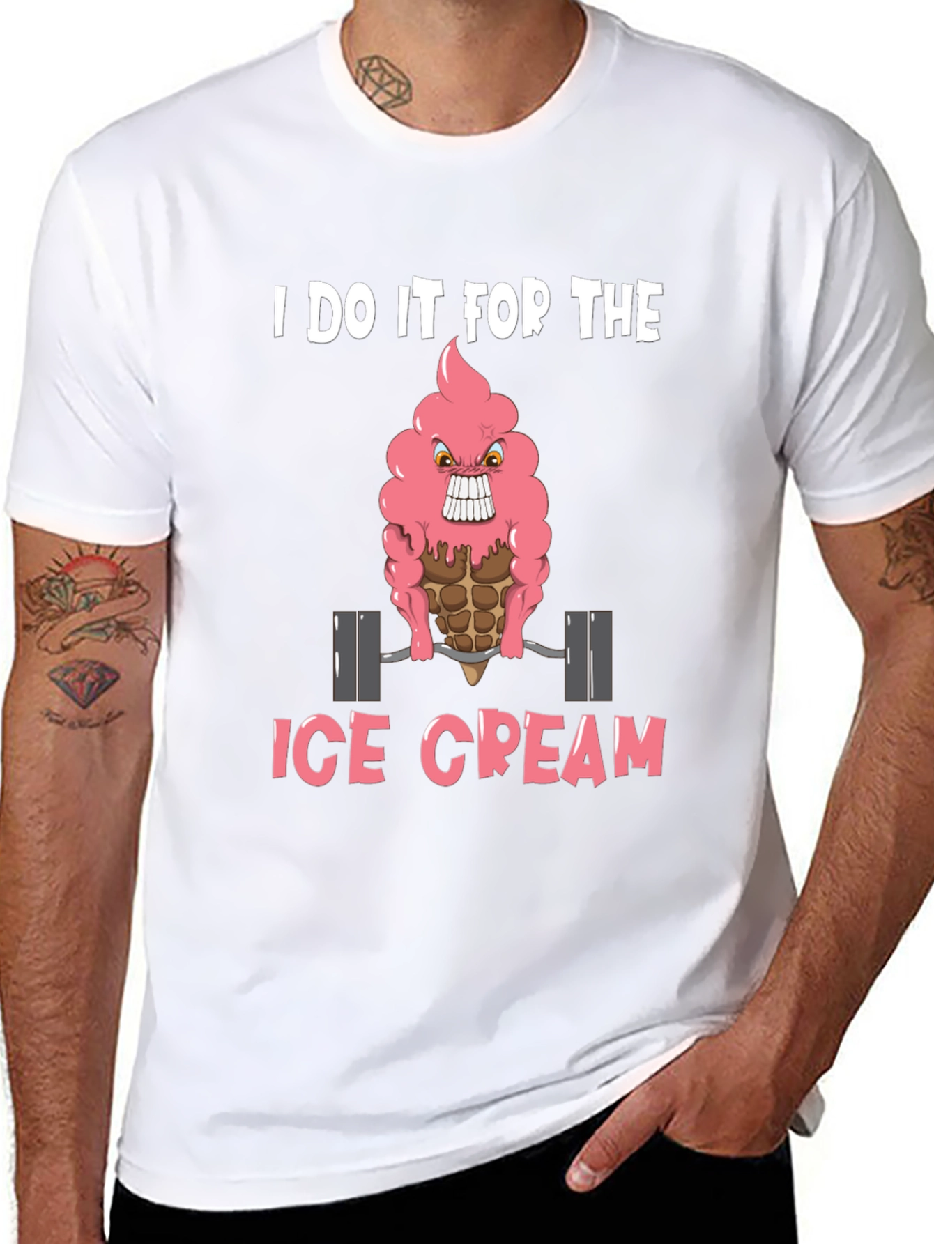 Black I Do It For The Ice Cream Graphic Tee - Funny Gym Shirt view 8