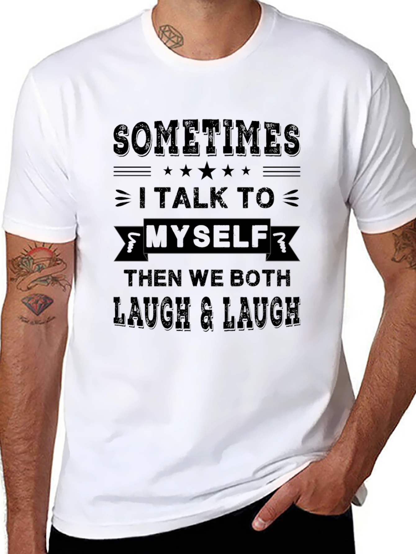 Black Sometimes I Talk To Myself Graphic Tee view 8