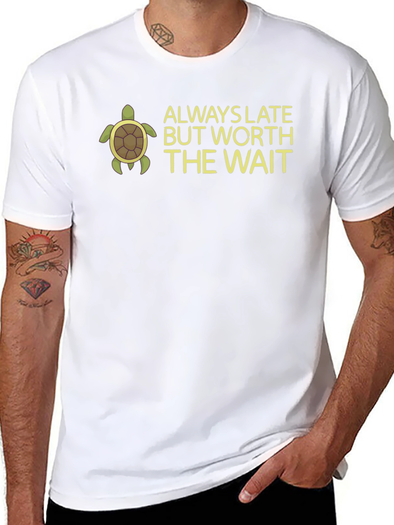 Black Always Late But Worth The Wait Turtle T-Shirt view 8